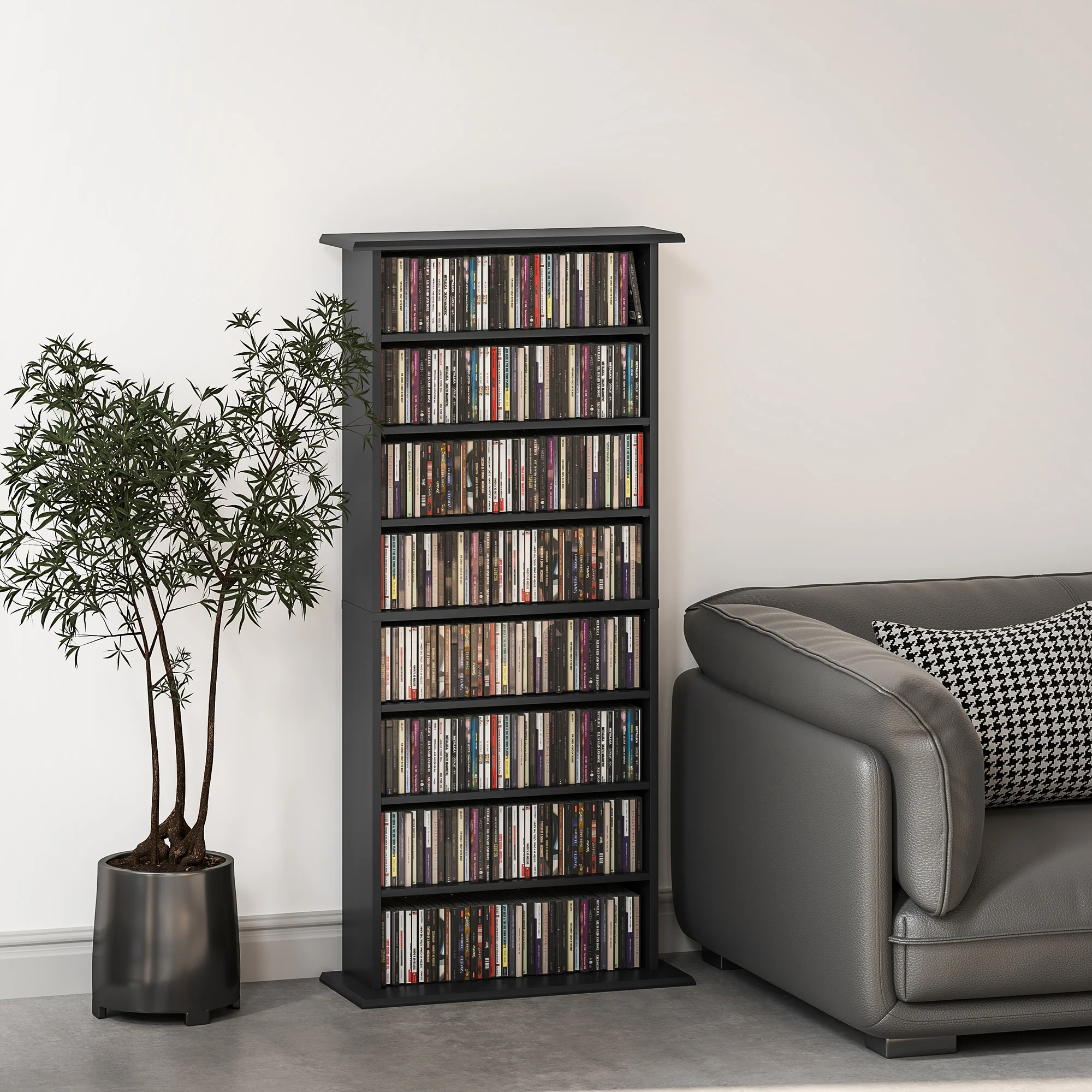 HOMCOM CD Storage Unit DVD Tower Blu-ray Storage Shelf For Living Room - Image 9