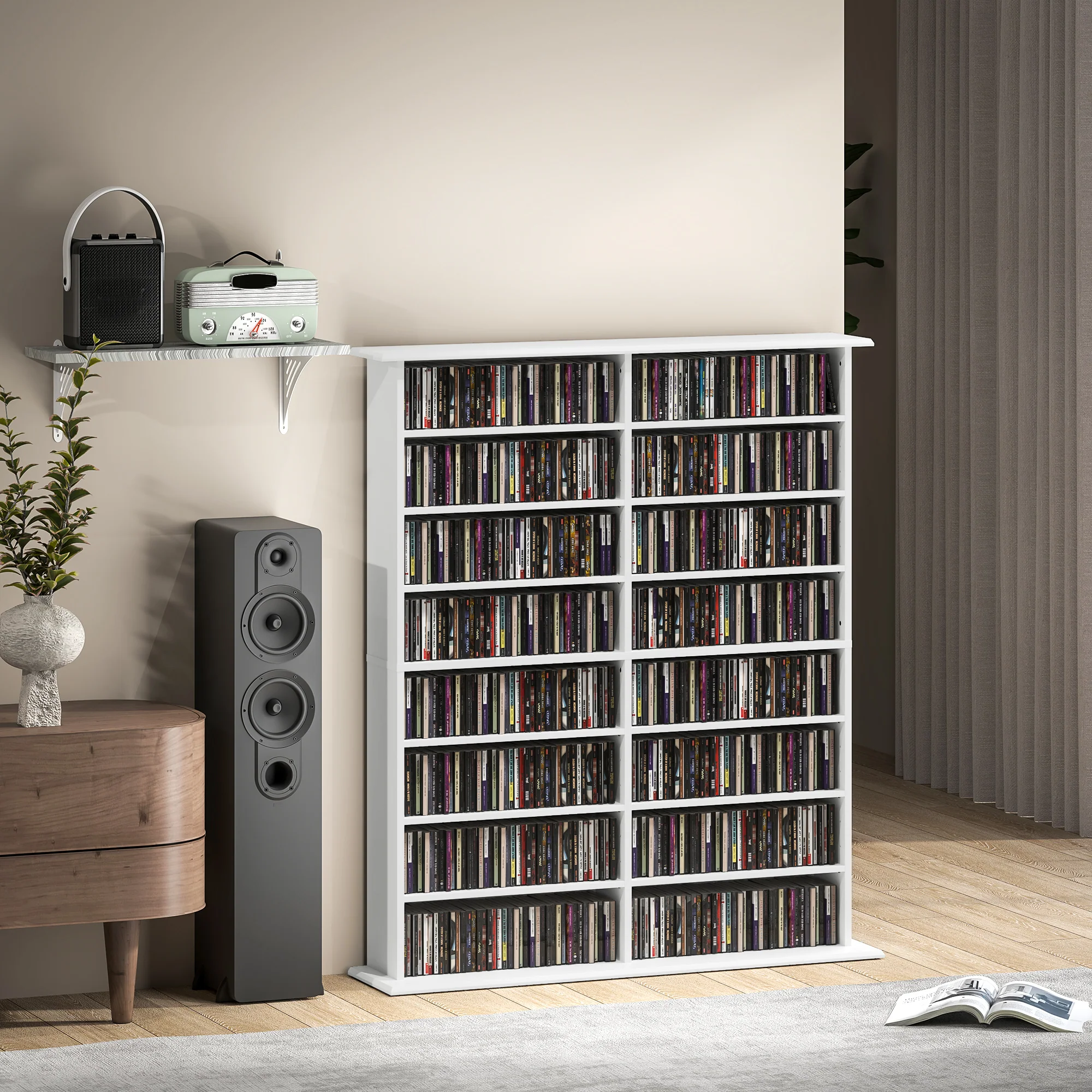 HOMCOM CD Storage Unit DVD Tower Blu-ray Storage Shelf For Office - Image 27