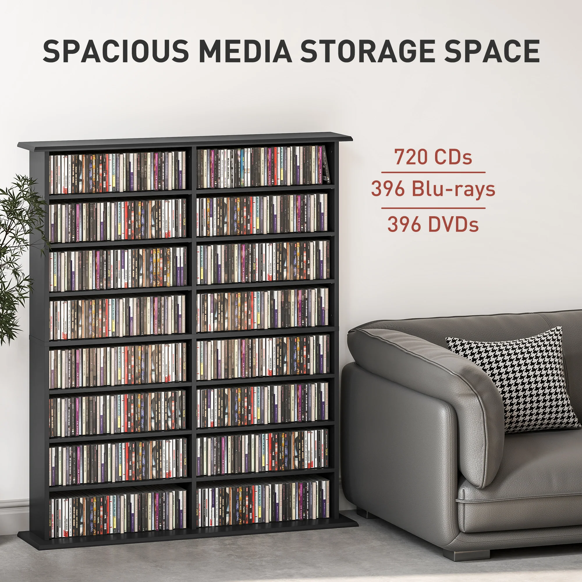 HOMCOM CD Storage Unit DVD Tower Blu-ray Storage Shelf For Office - Image 3