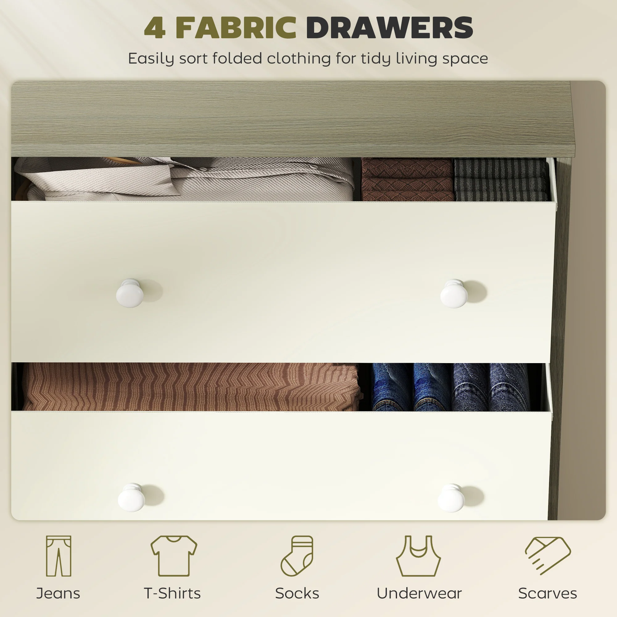 HOMCOM Chest Of Drawers, 4 Drawer Dresser For Bedroom - Image 12