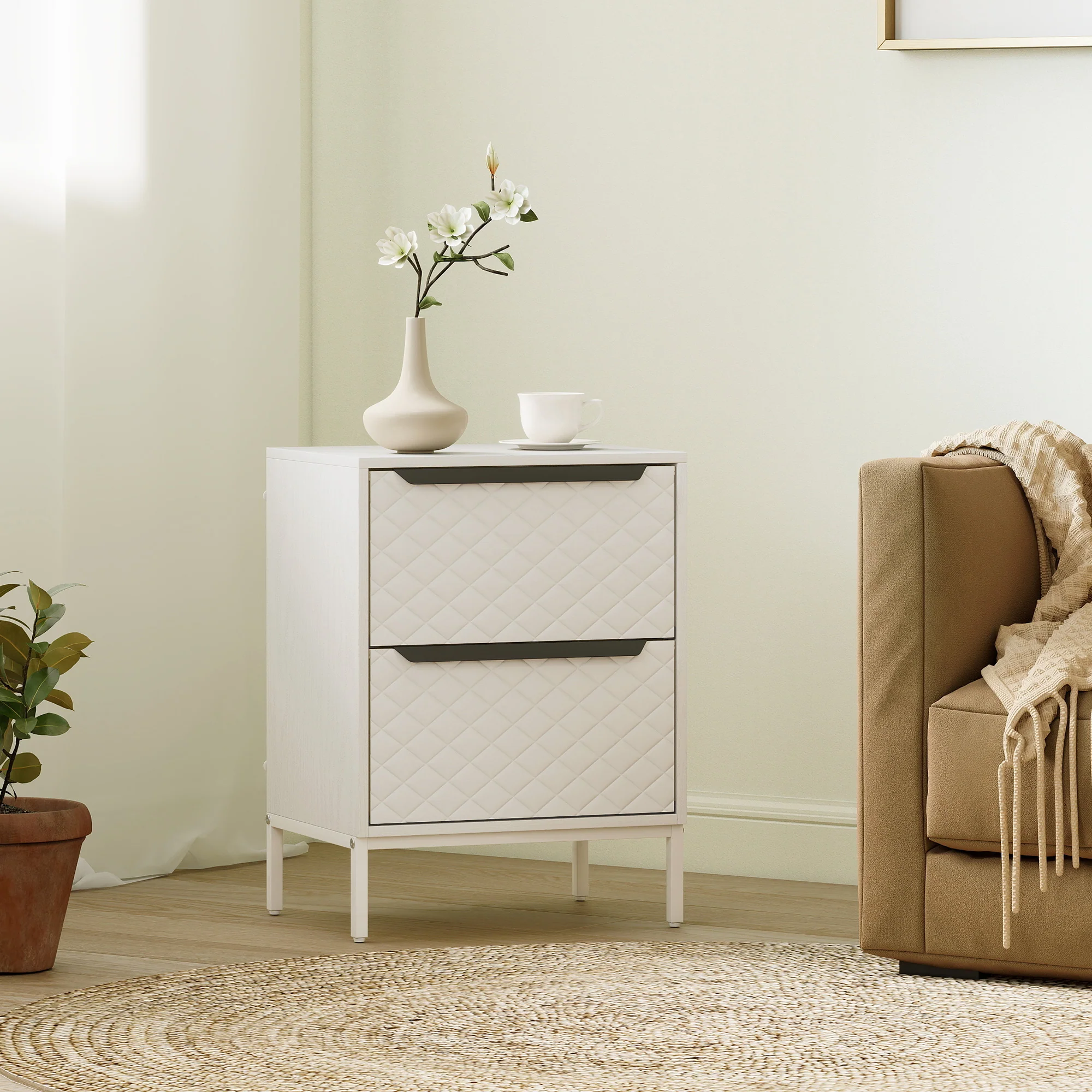 HOMCOM Chest of Drawers, Aluminium Handles, White - Image 2