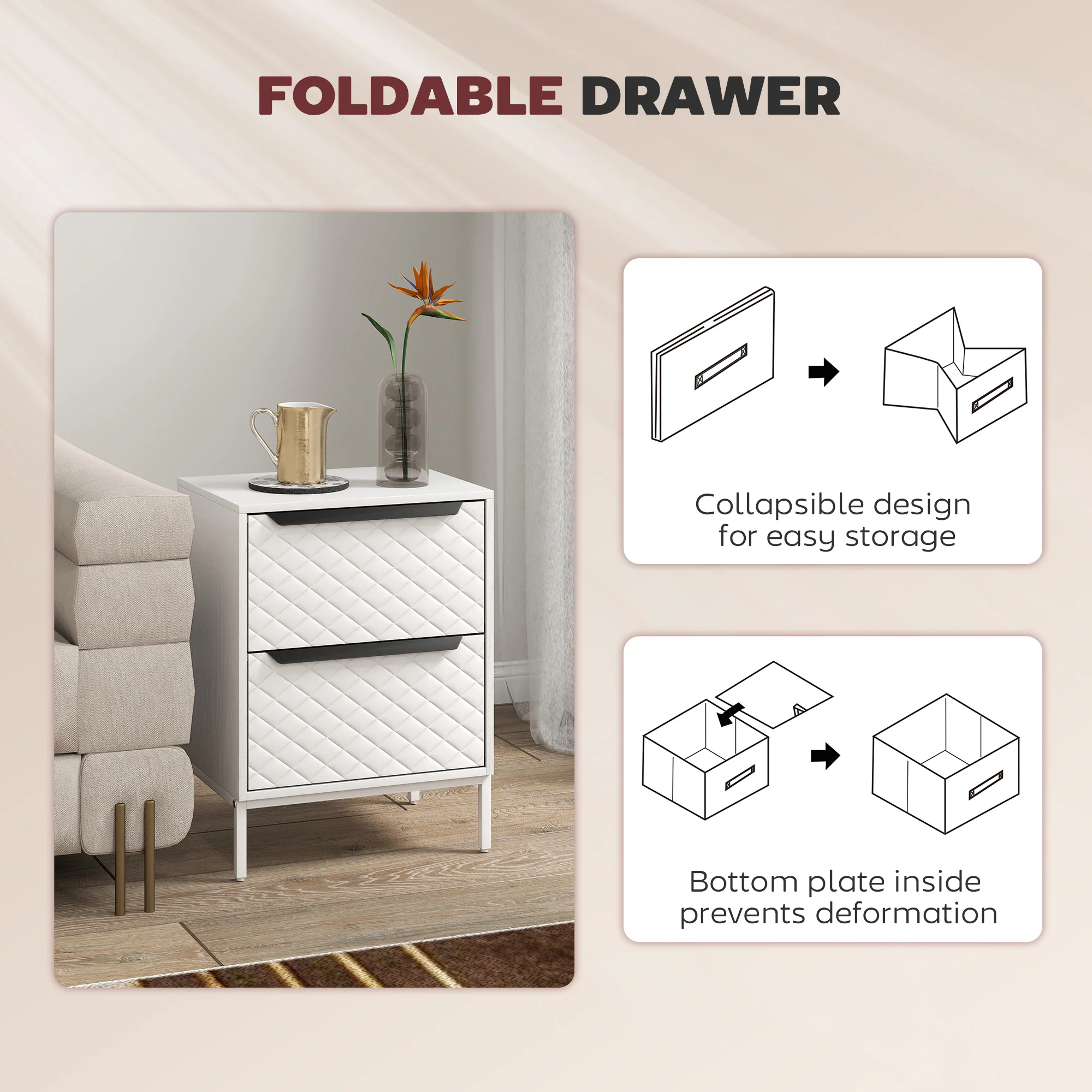 HOMCOM Chest of Drawers, Aluminium Handles, White - Image 6