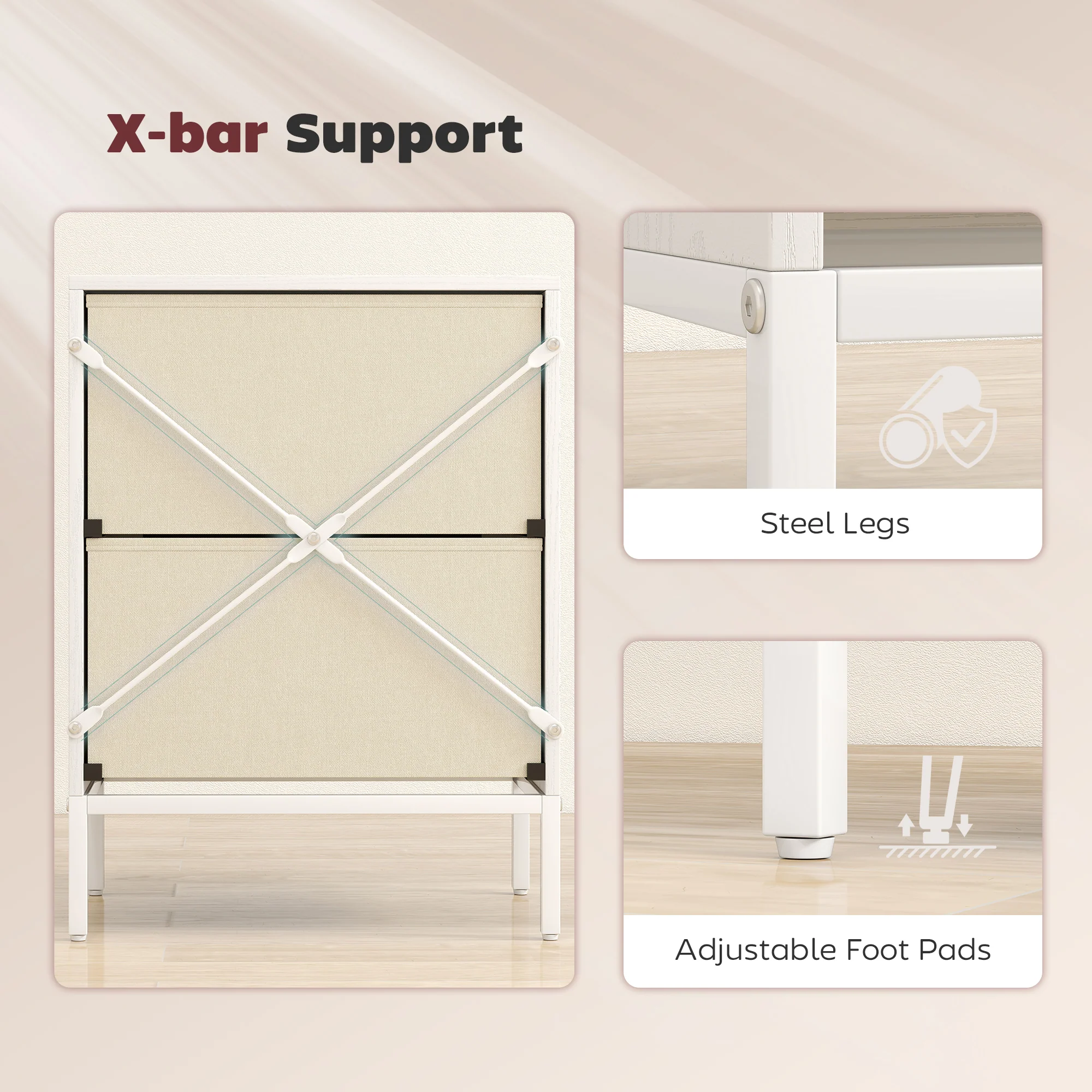 HOMCOM Chest of Drawers, Aluminium Handles, White - Image 7