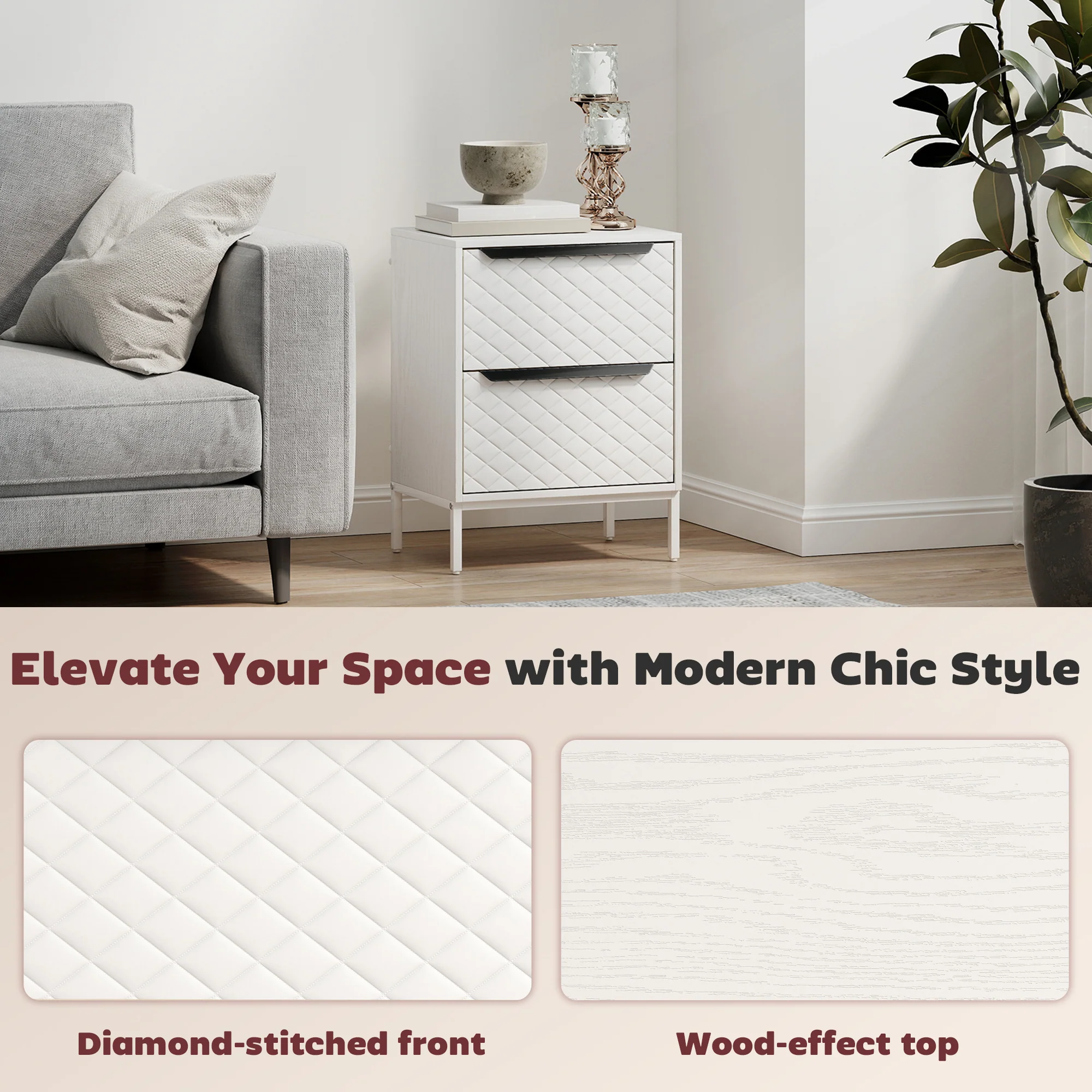 HOMCOM Chest of Drawers, Aluminium Handles, White - Image 8