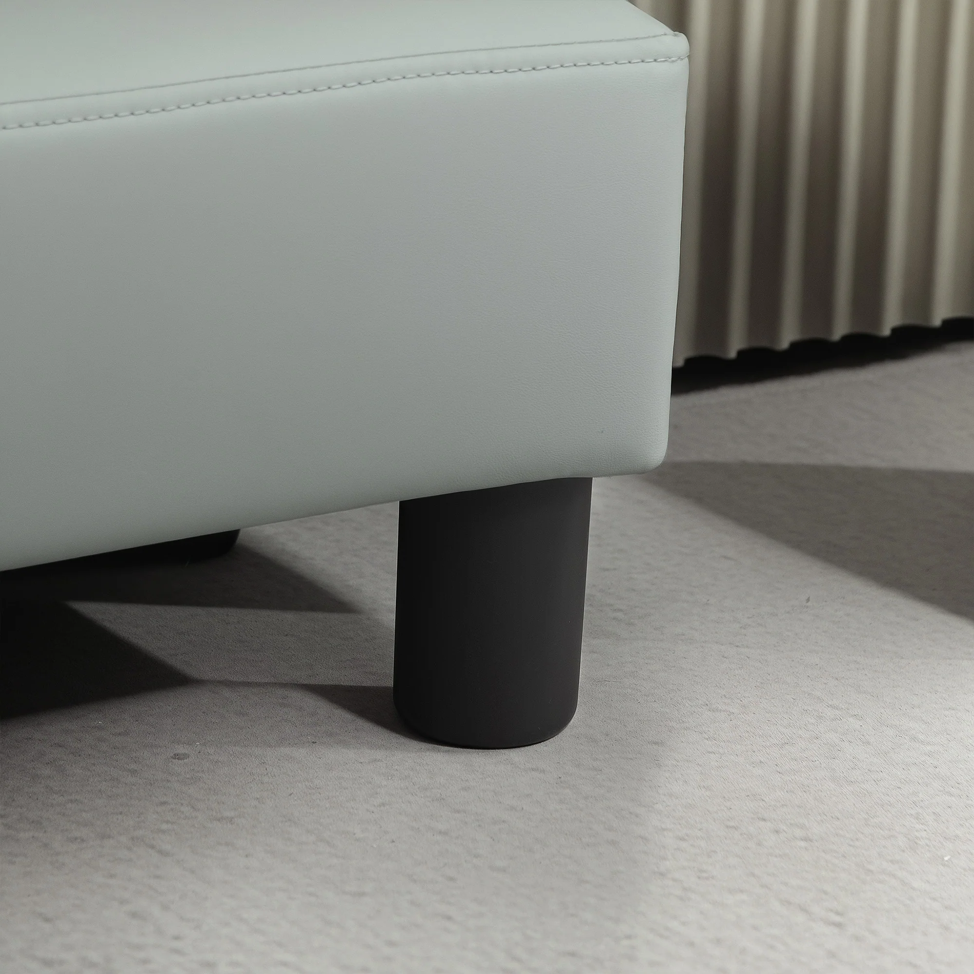 HOMCOM Chic Faux Leather Footstool Small Footrest With 4 Plastic Legs, Grey - Image 9