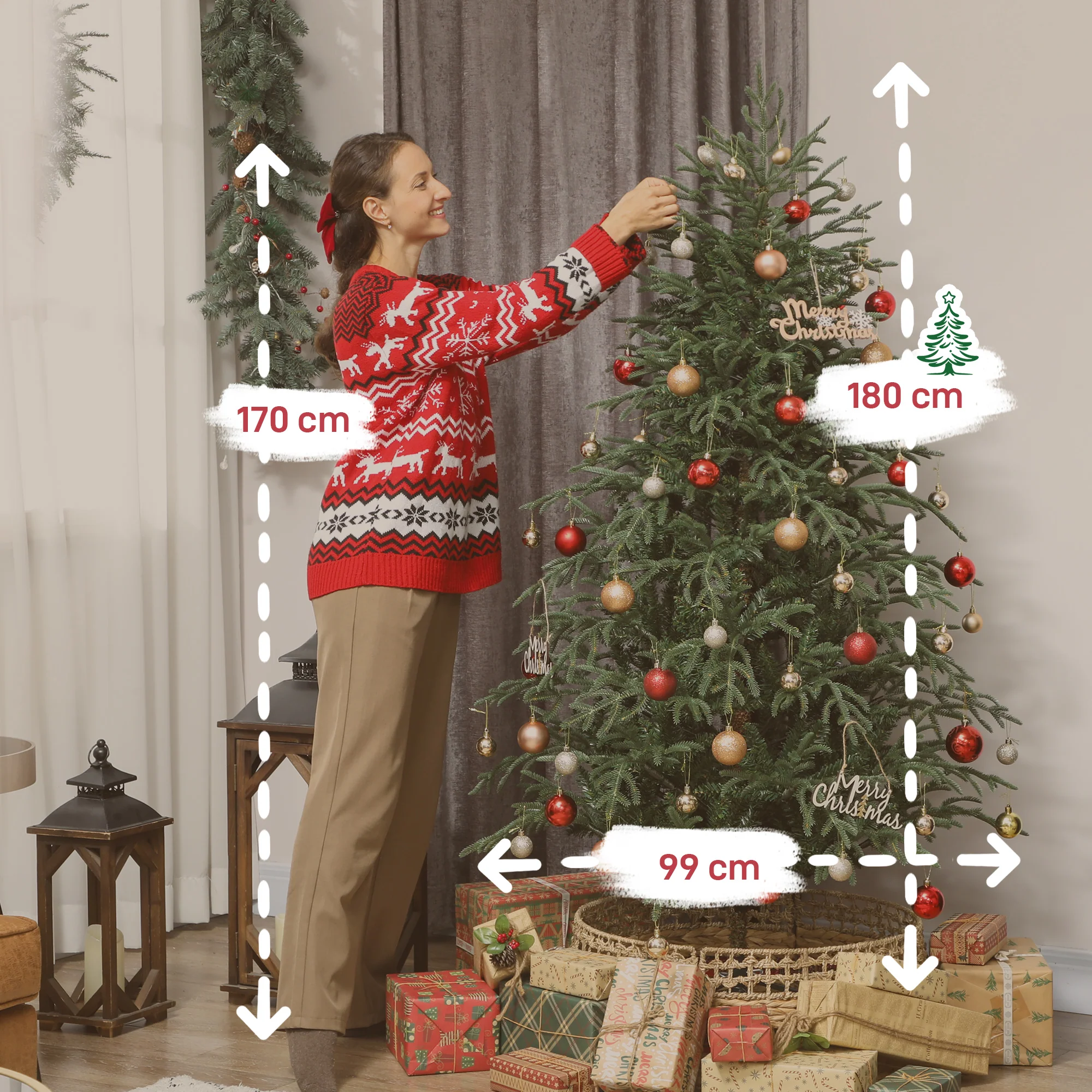 HOMCOM Christmas Tree, Full Spruce Xmas Tree, Easy Assembly - Image 12