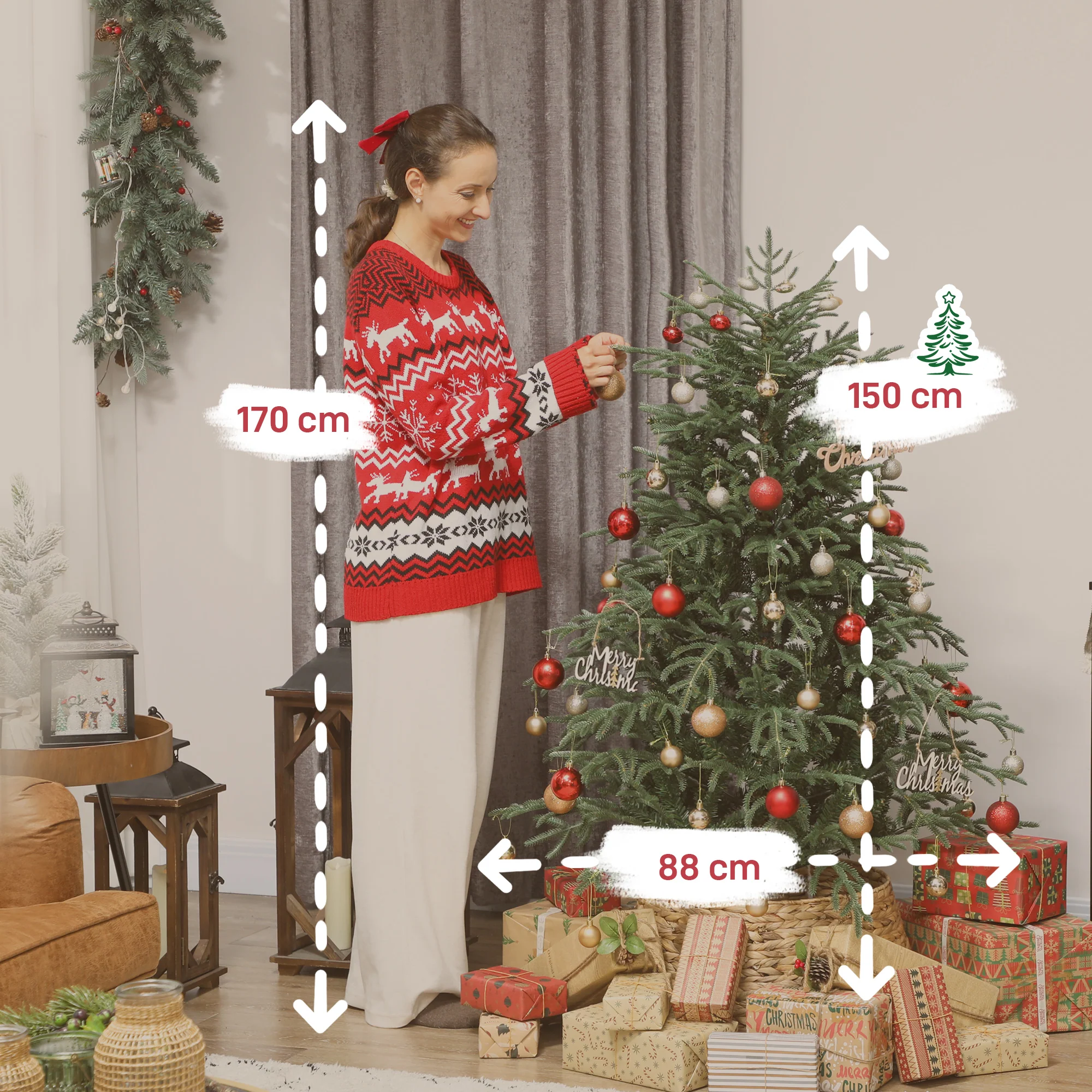 HOMCOM Christmas Tree, Full Spruce Xmas Tree, Easy Assembly - Image 3