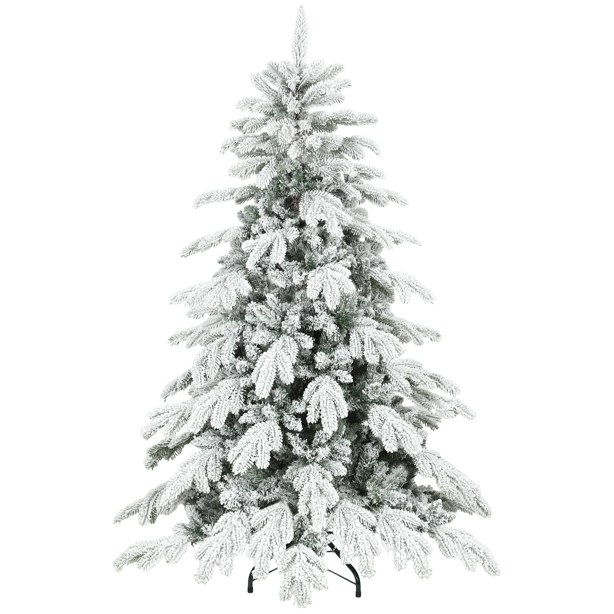 HOMCOM Christmas Tree With Flocked Realistic Tips, Hinged Xmas Tree