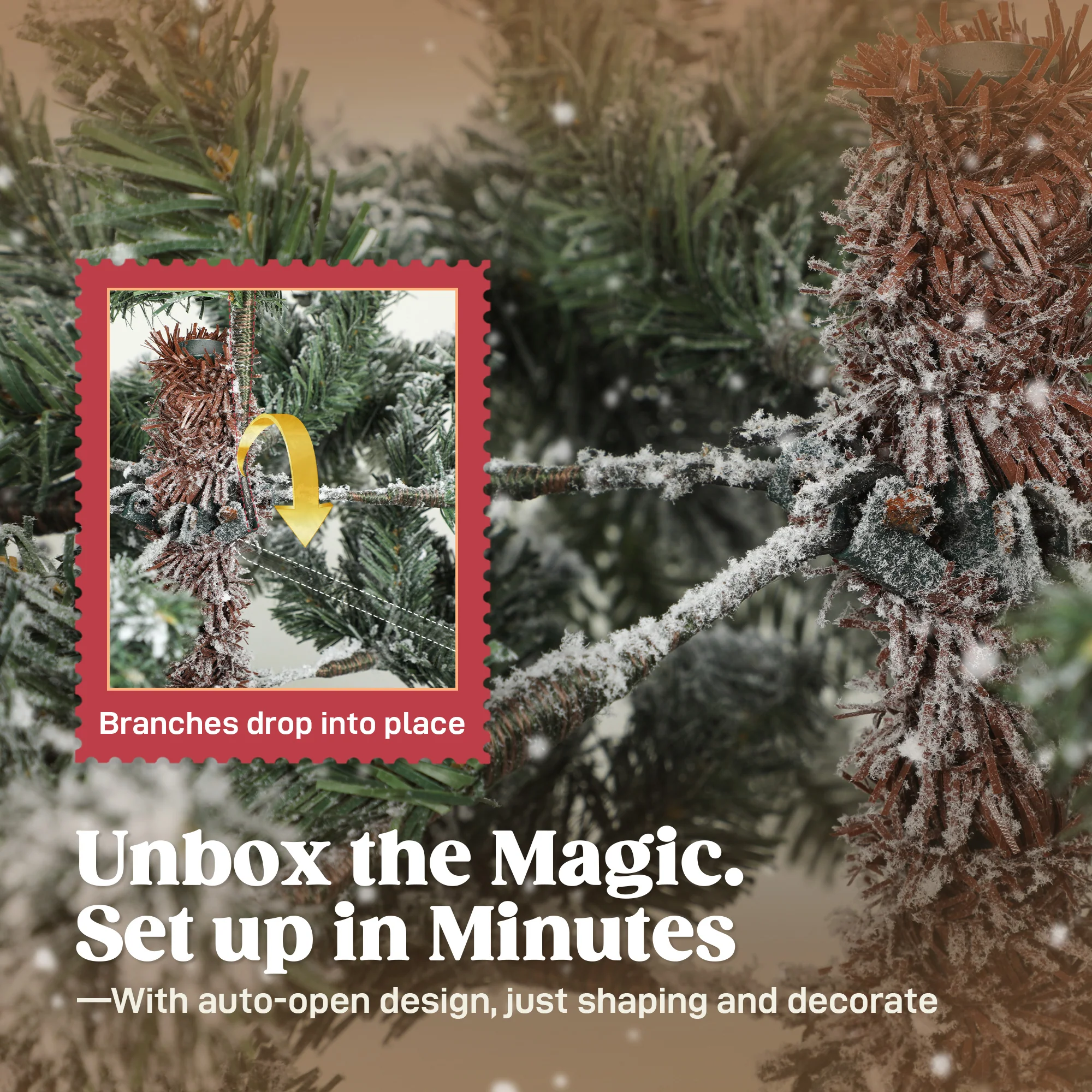 HOMCOM Christmas Tree With Flocked Realistic Tips, Hinged Xmas Tree - Image 6