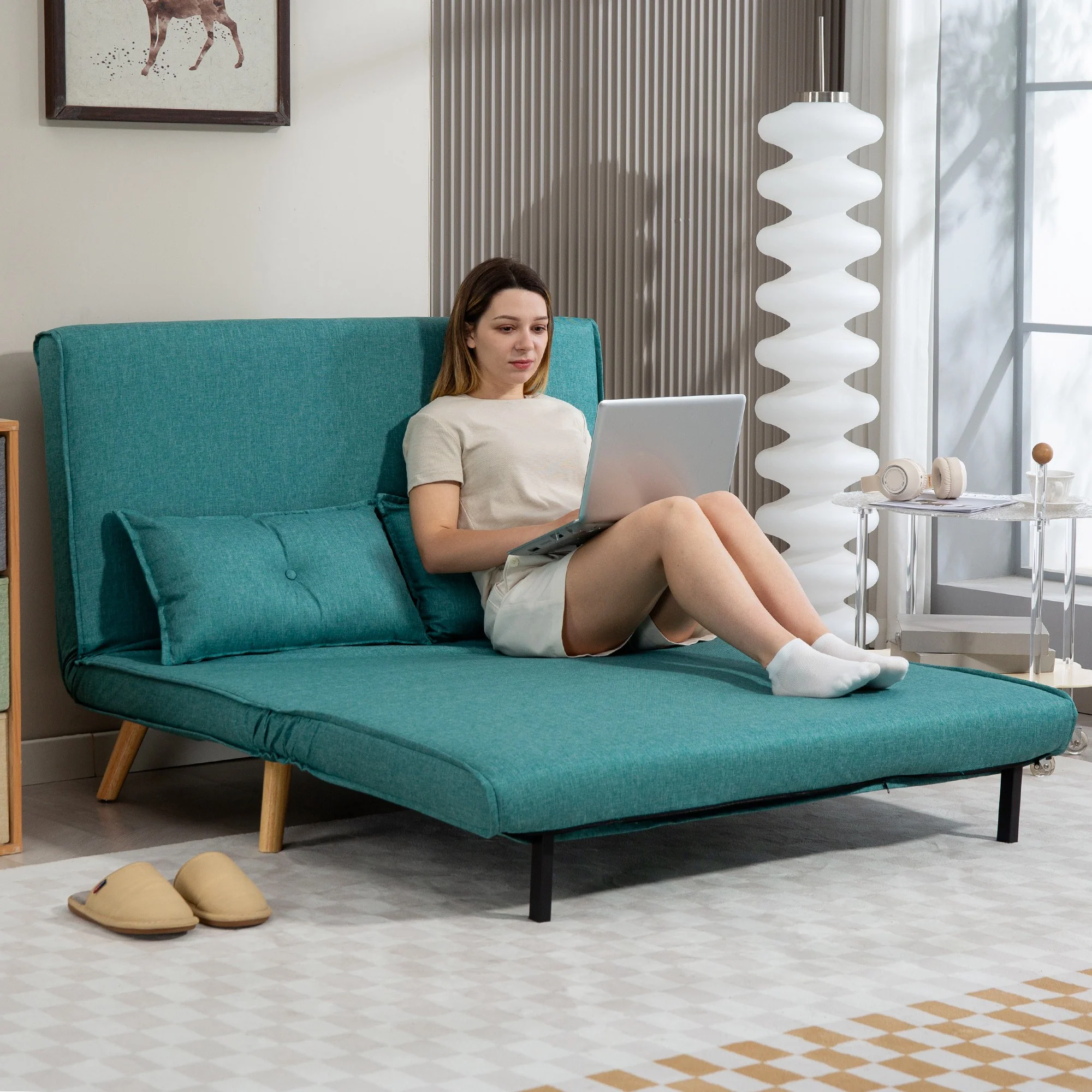 HOMCOM Click Clack Sofa Bed, 2 Seater Bed Settee For Living Room - Image 26