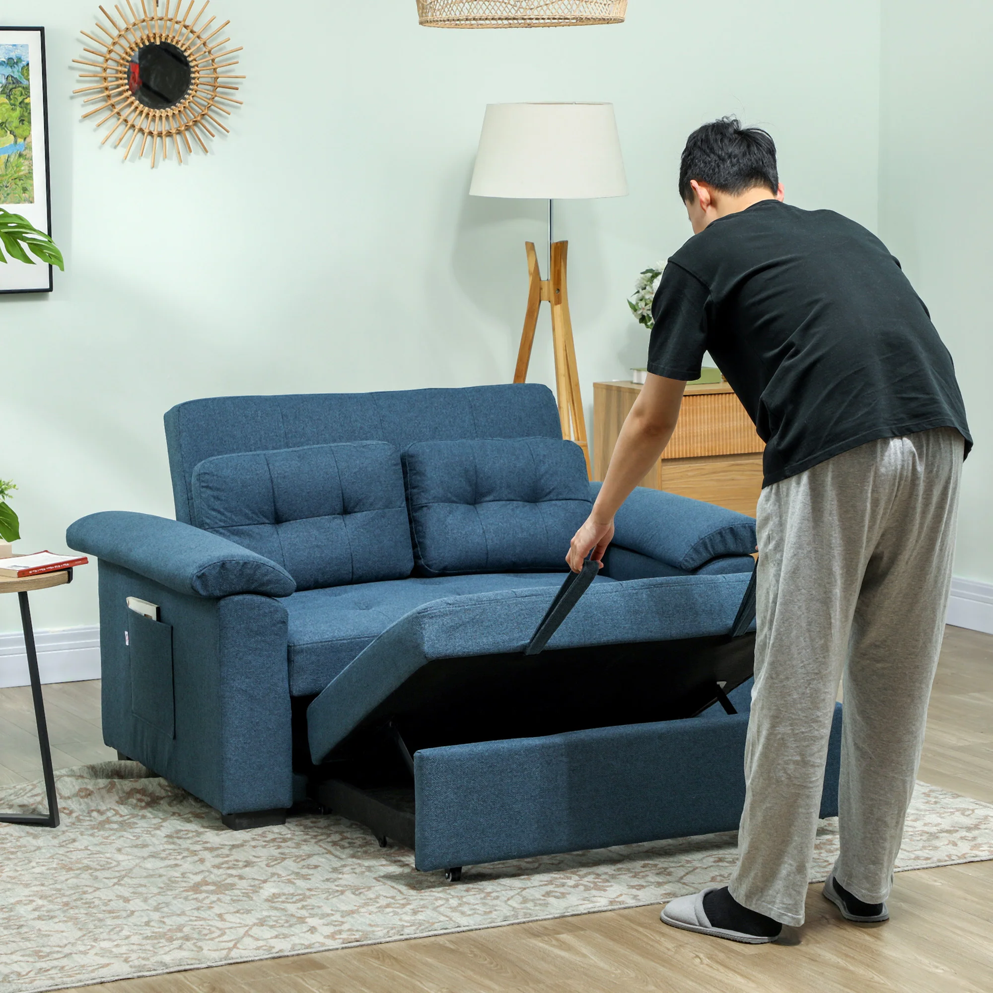HOMCOM Click Clack Sofa Bed 2 Seater Sofa Bed for Living Room - Image 9