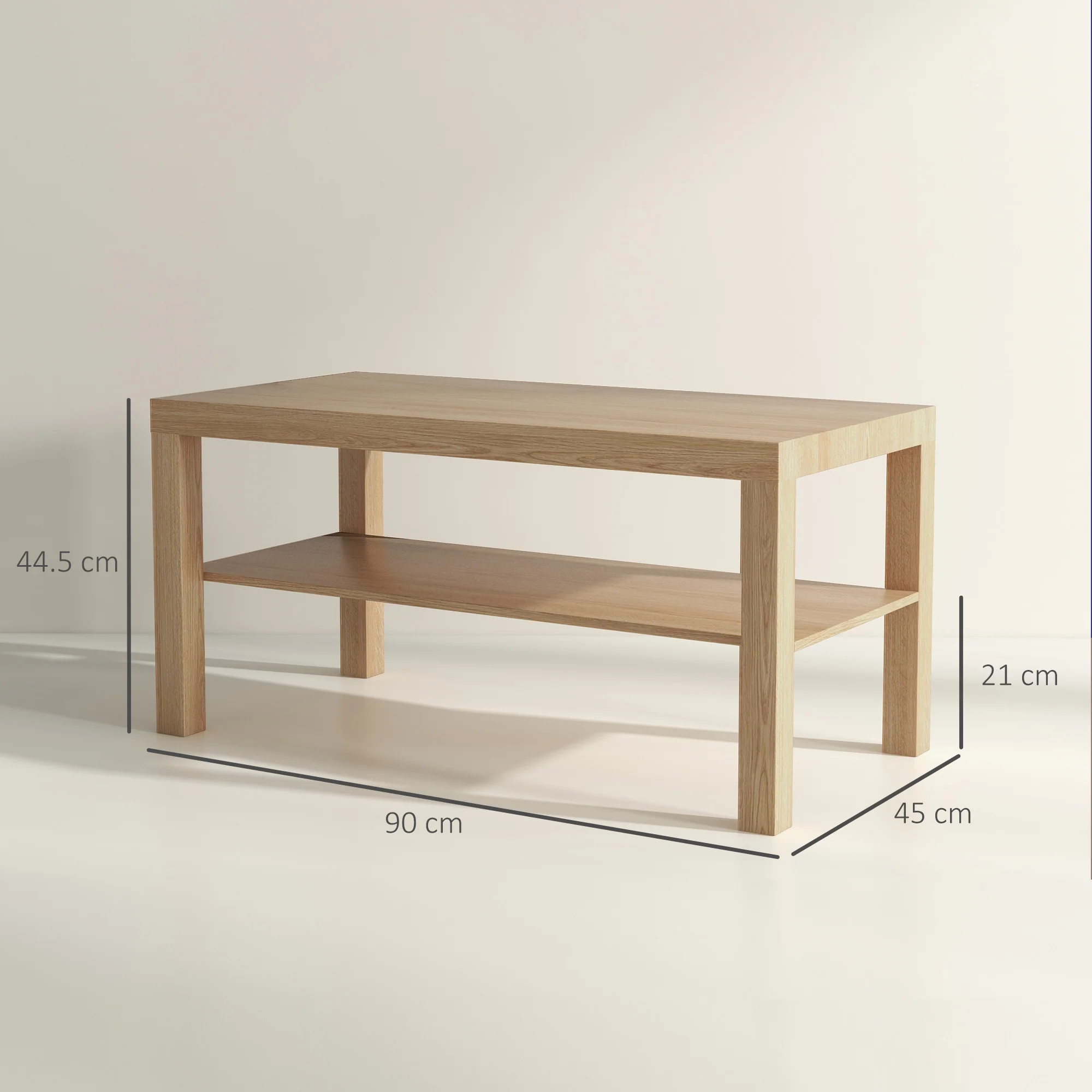 HOMCOM Coffee Table with Storage Shelf, Rectangular Centre Table, Natural - Image 5