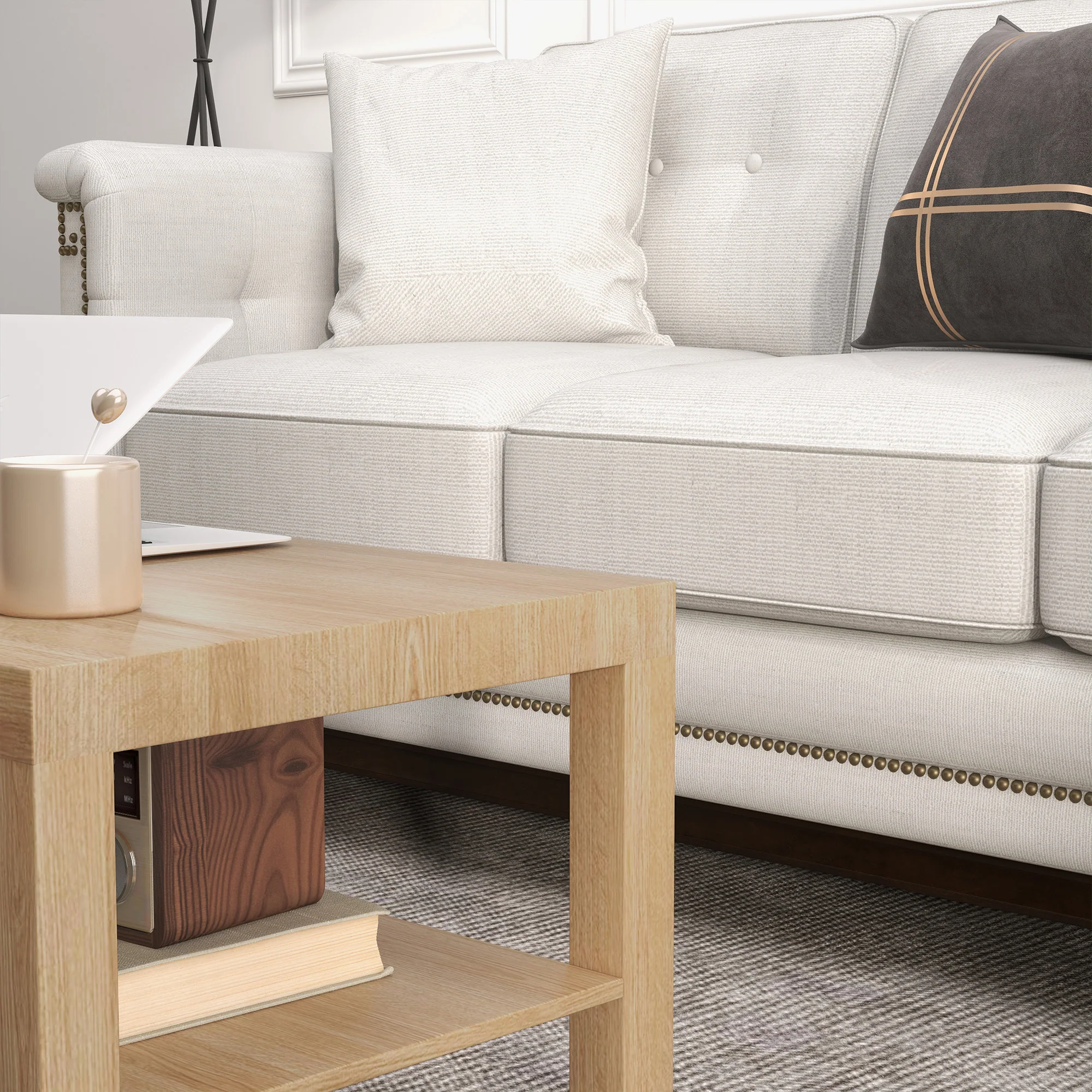 HOMCOM Coffee Table with Storage Shelf, Rectangular Centre Table, Natural - Image 8