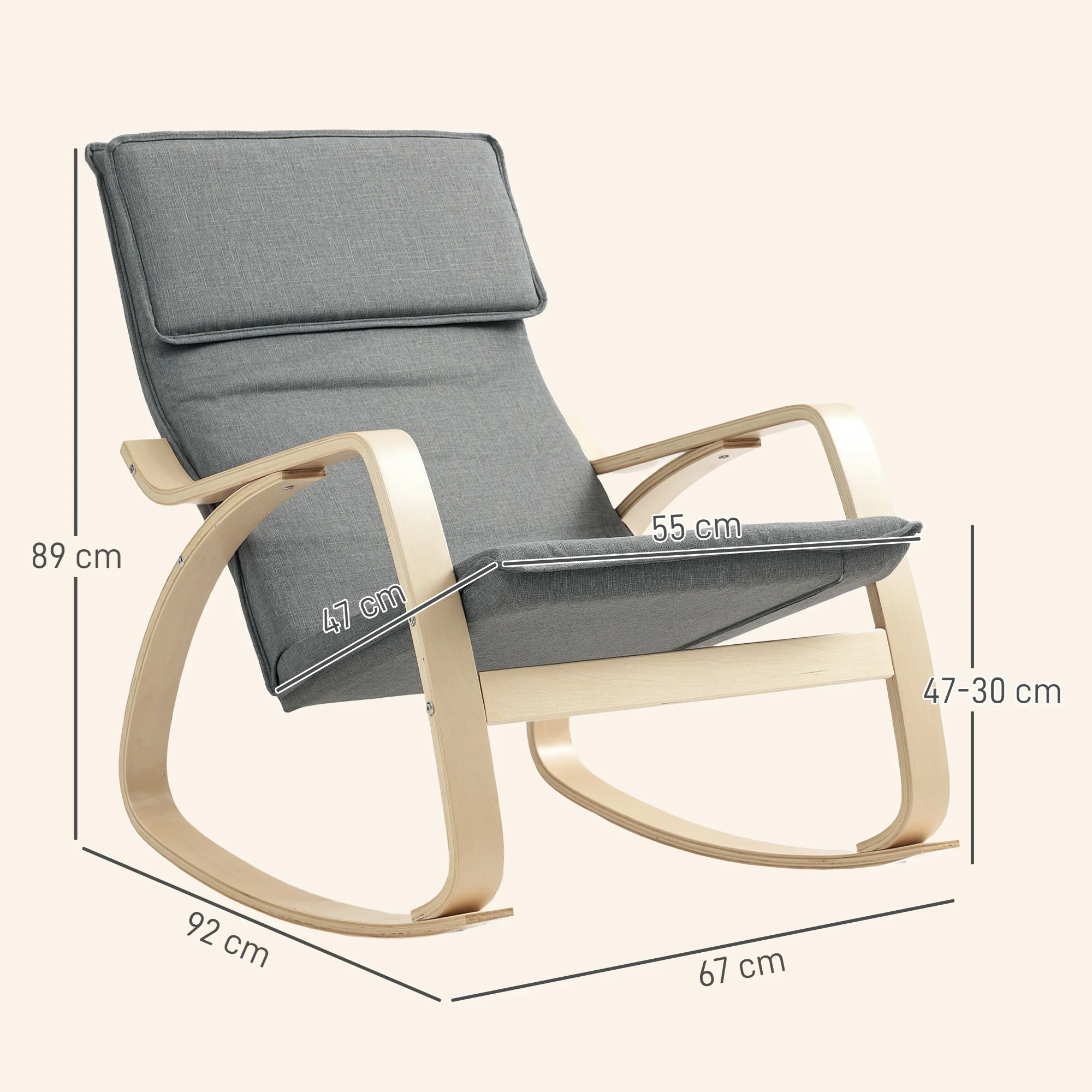 HOMCOM Comfortable Relax Rocking Chair With High Back - Image 14