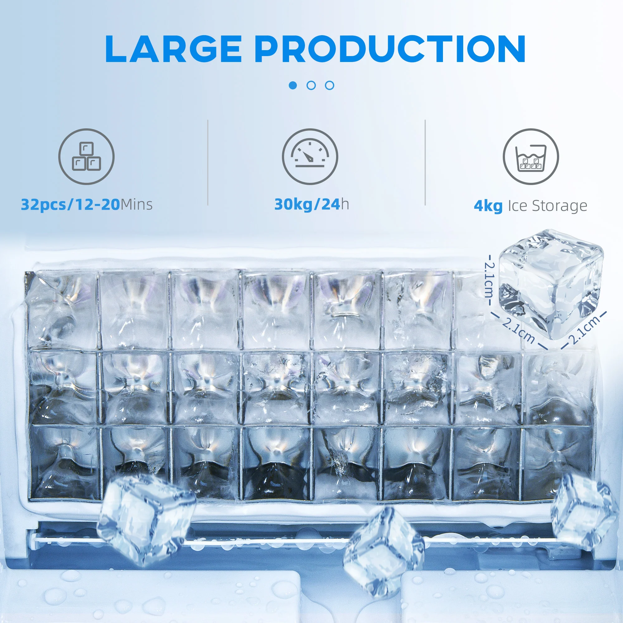 HOMCOM Commercial Ice Maker W/ 4kg Ice Storage For Home Restaurant - Image 3