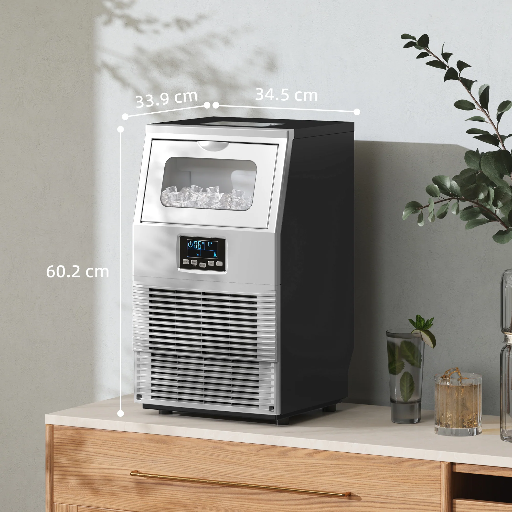 HOMCOM Commercial Ice Maker W/ 4kg Ice Storage For Home Restaurant - Image 5