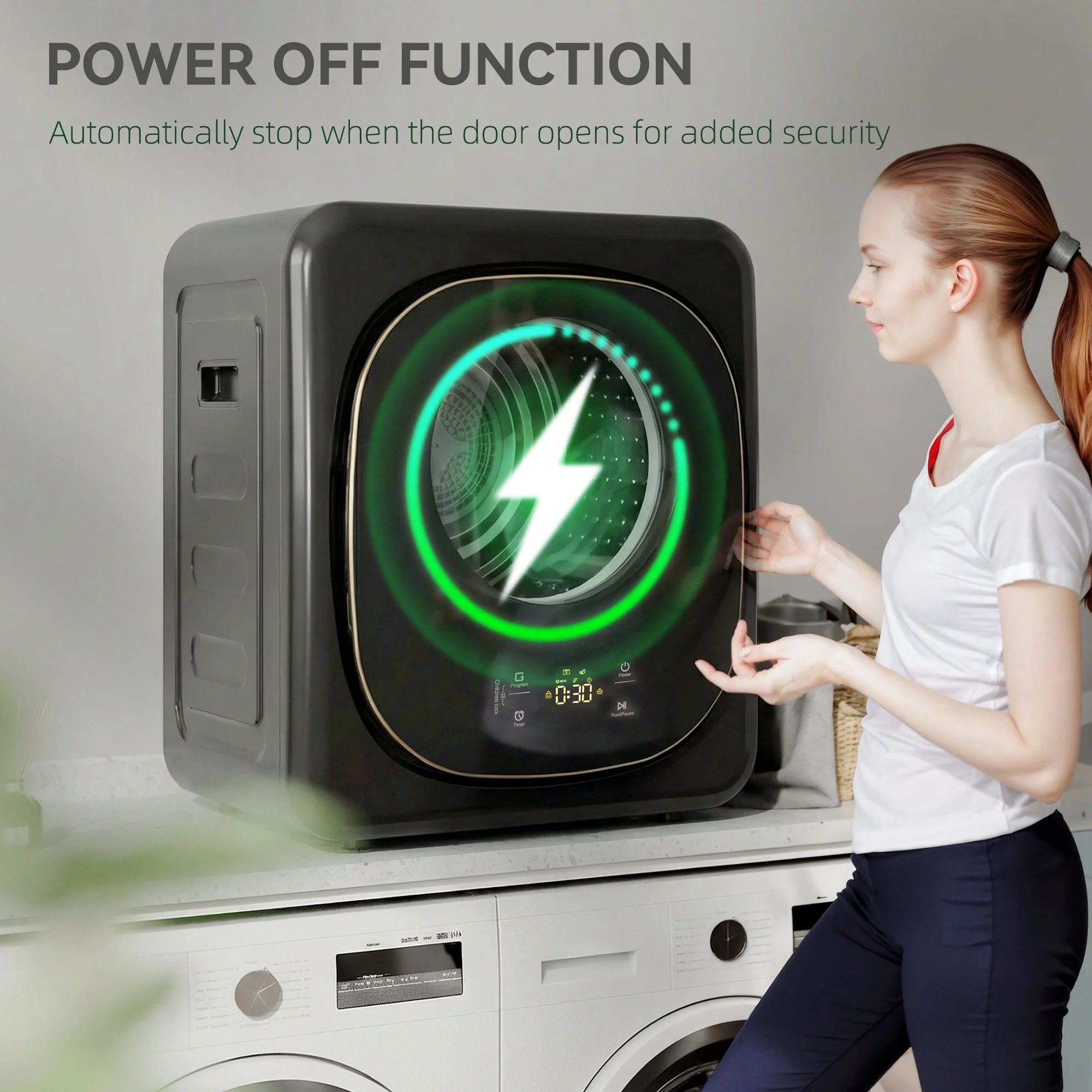 HOMCOM Compact Dryer Machine With 5 Modes, 4kg Small Tumble Dryer, Black - Image 6