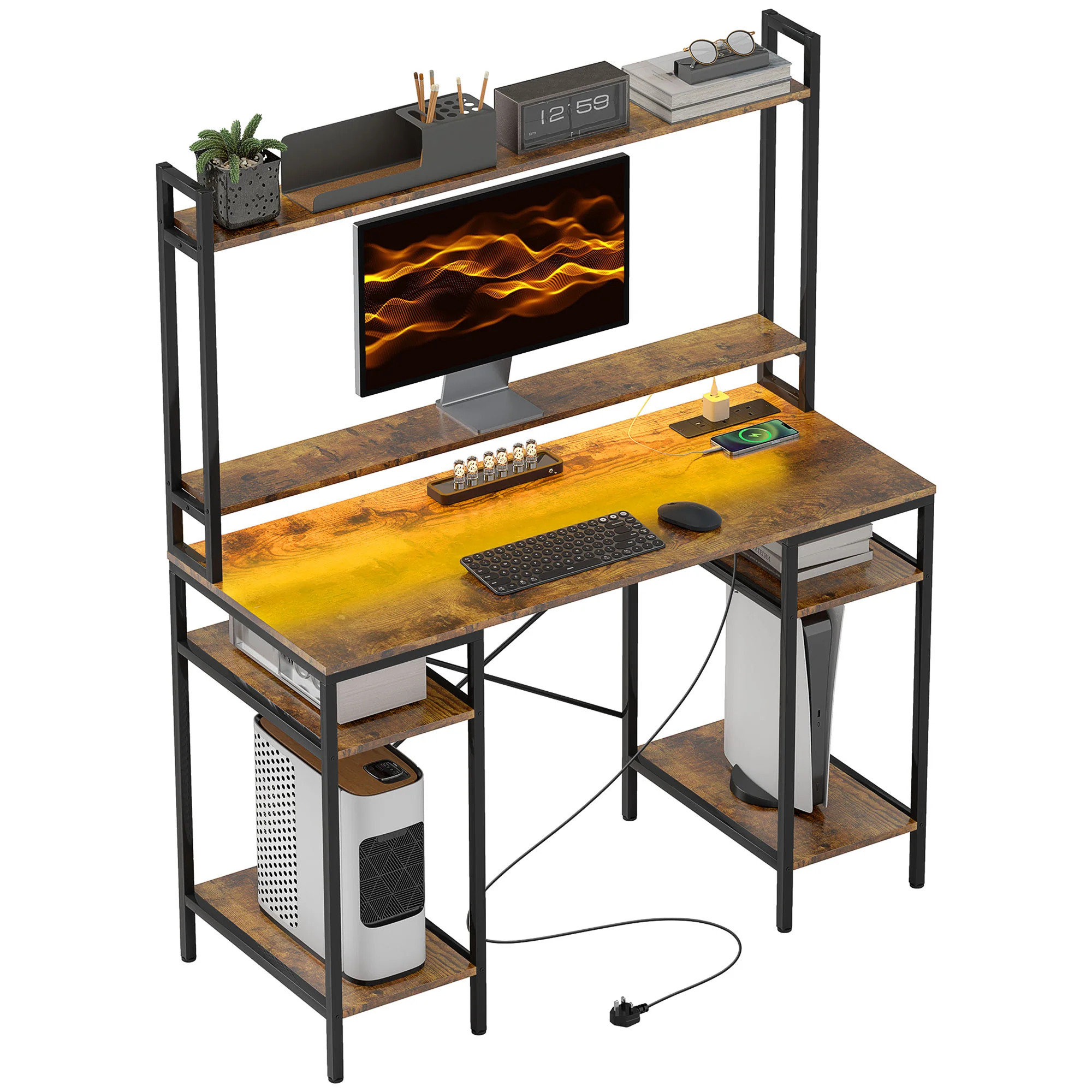 HOMCOM Computer Desk Home Office Desk with Monitor Stand - Image 10