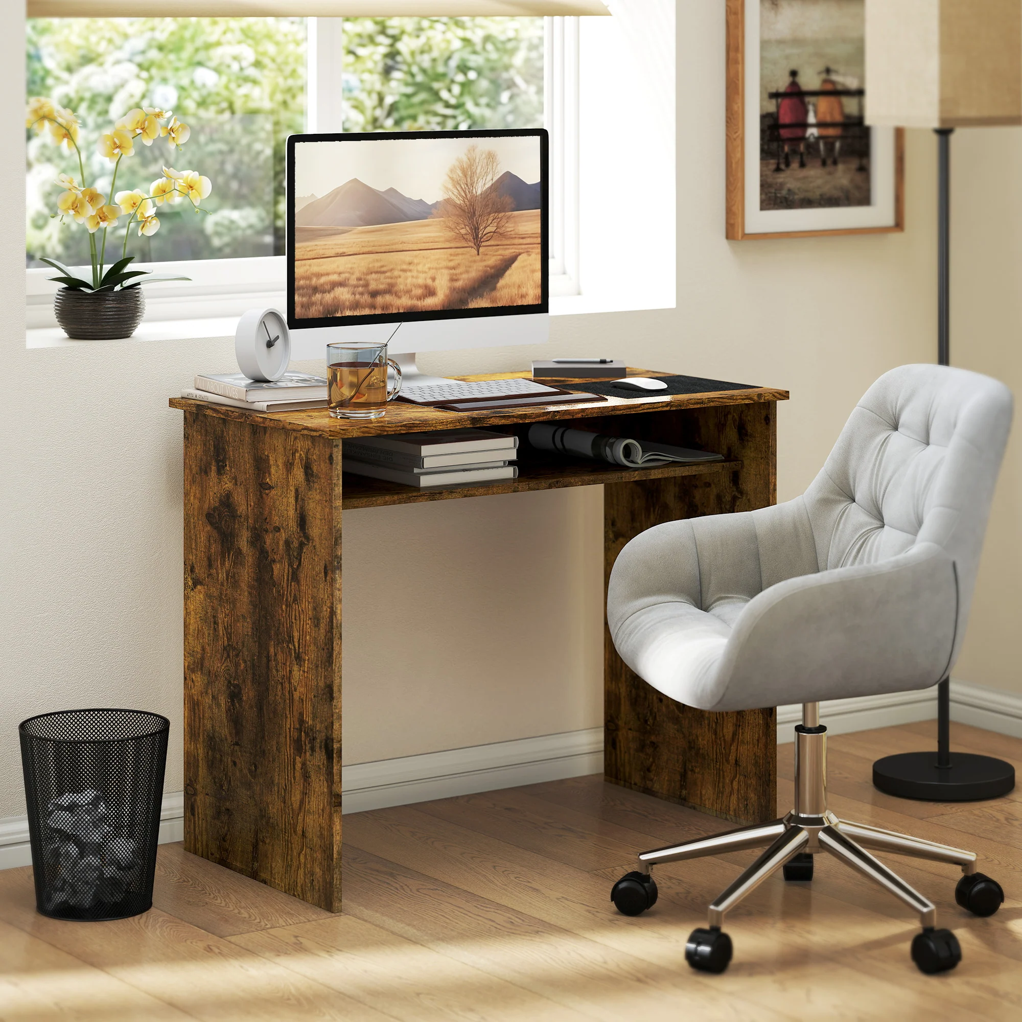 HOMCOM Computer Desk Writing Table Study Workstation Storage - Image 11