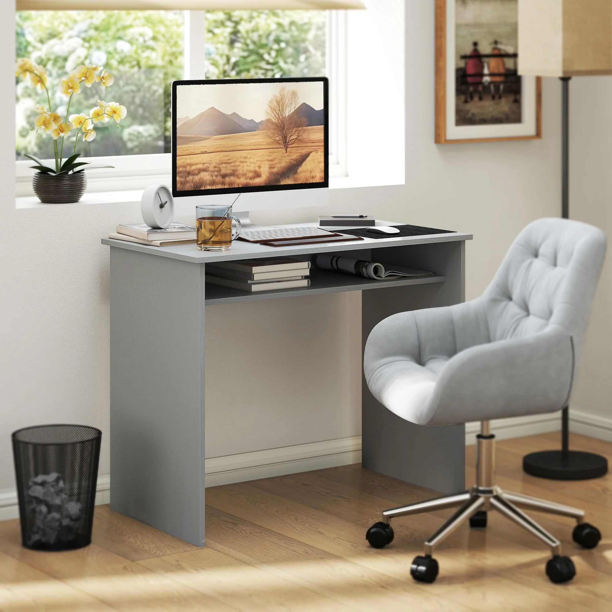 HOMCOM Computer Desk Writing Table Study Workstation Storage - Image 2