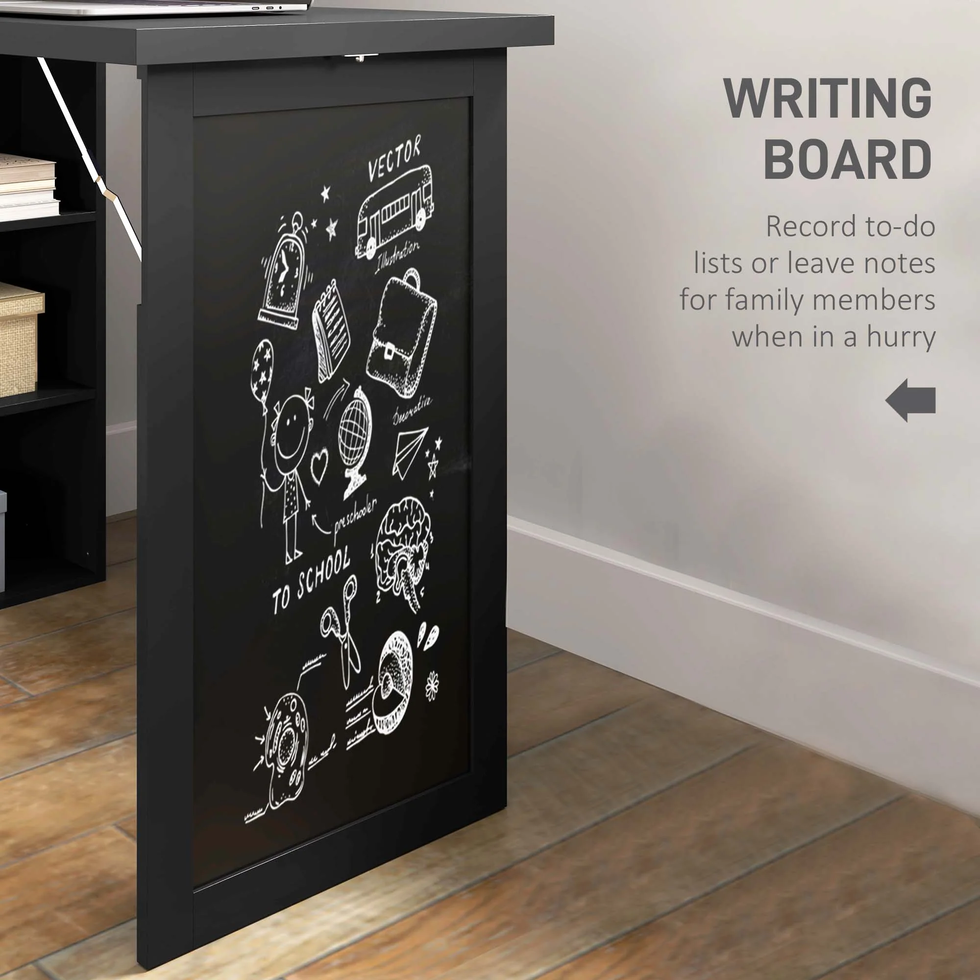 HOMCOM Convertible Desk with Blackboard Multi-function Workstation - Image 6