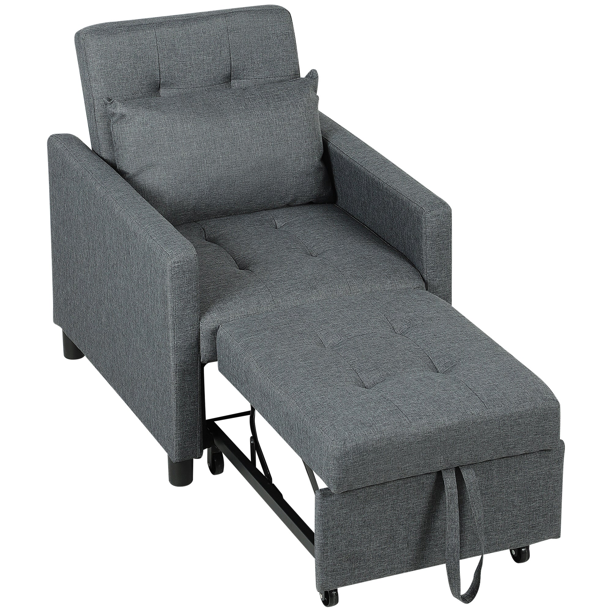 HOMCOM Convertible Single Chair Bed with Upholstered Fabric - Image 10