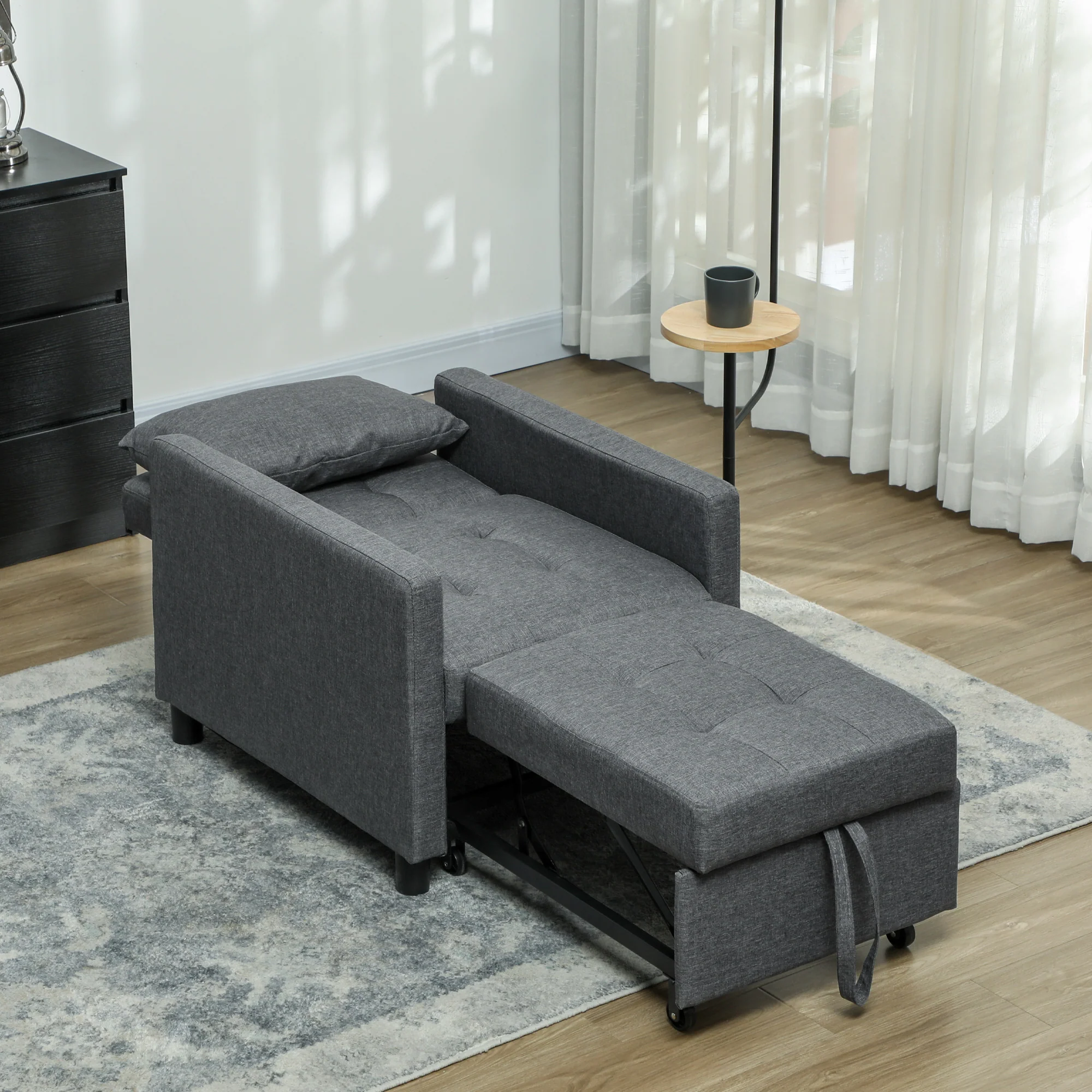HOMCOM Convertible Single Chair Bed with Upholstered Fabric - Image 17