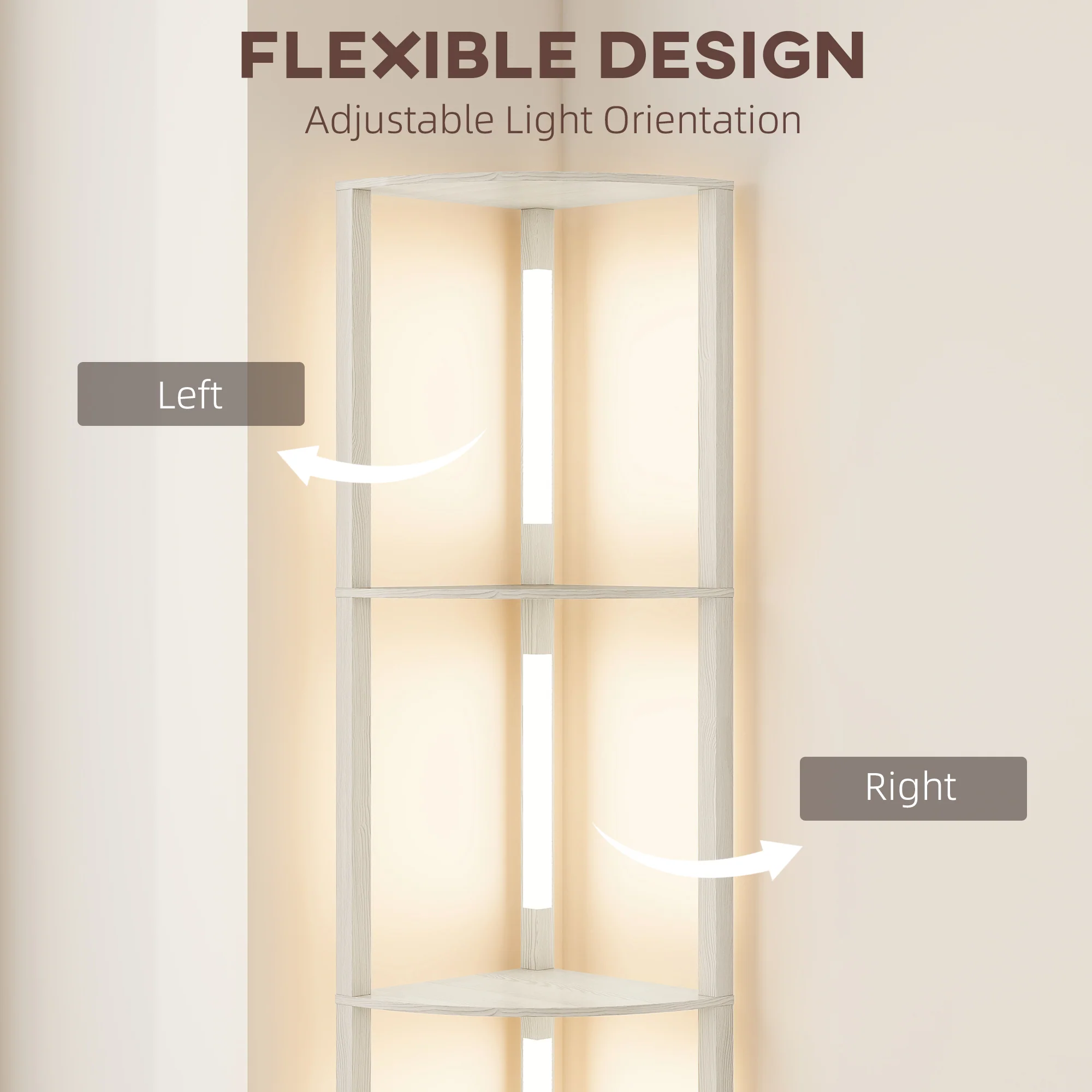 HOMCOM Corner Floor Lamp With Dimmable Warm White LED Light - Image 6