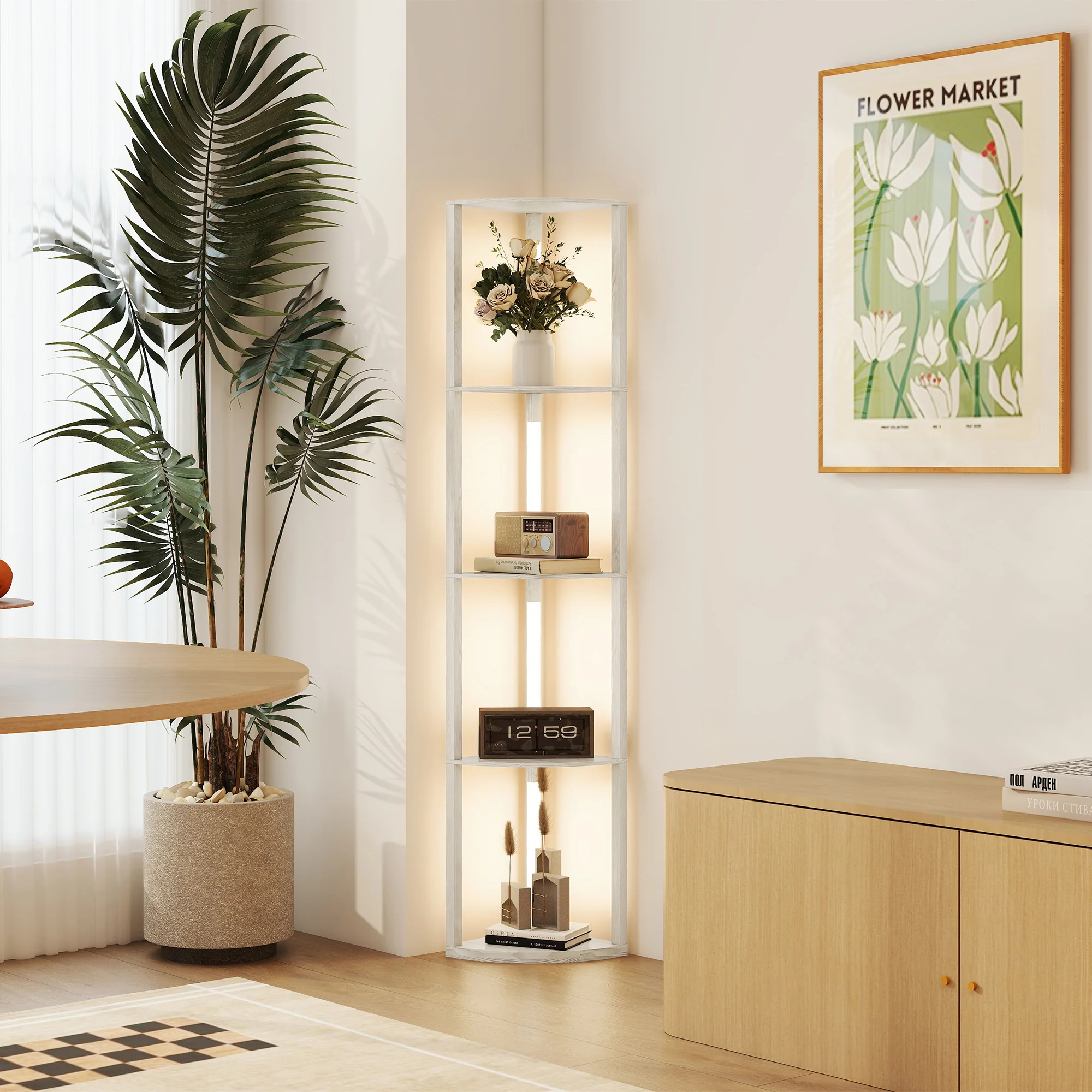 HOMCOM Corner Floor Lamp With Dimmable Warm White LED Light - Image 9
