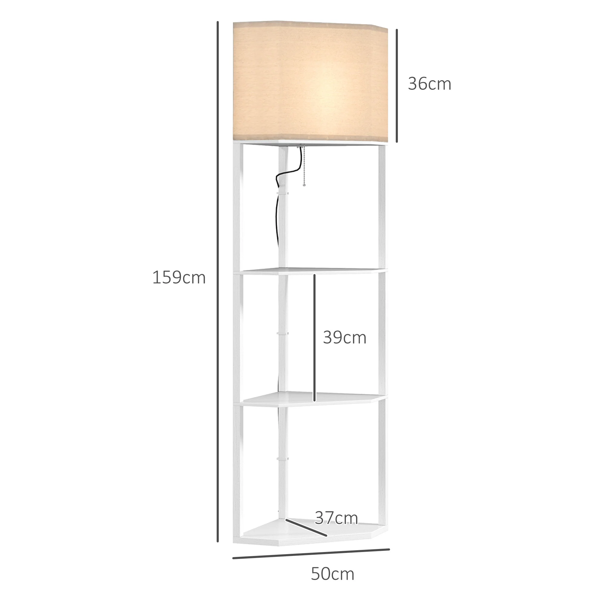 HOMCOM Corner Modern Floor Lamp With Shelves For Living Room, Bedroom - Image 14