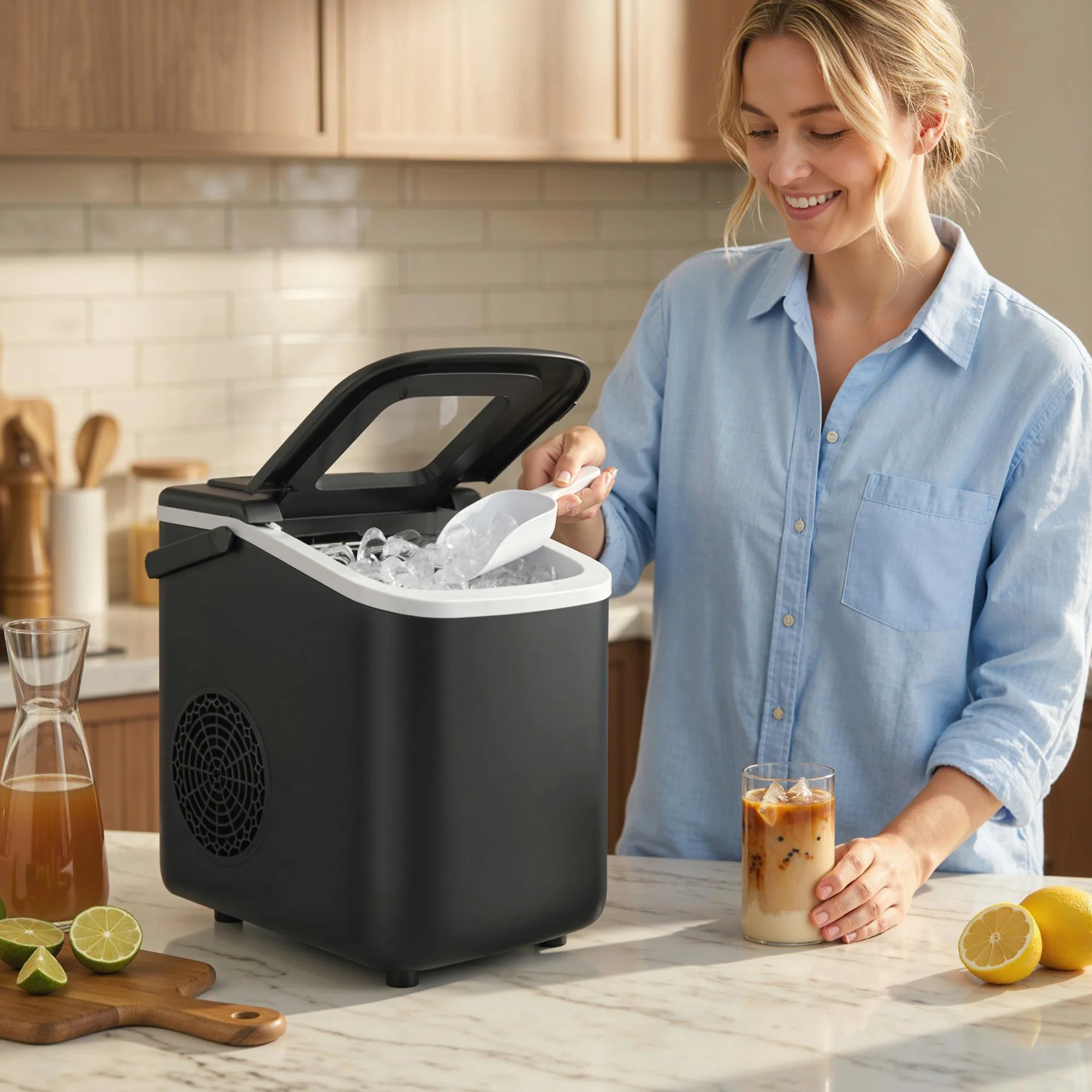 HOMCOM Countertop Ice Maker Machine Self-Cleaning 2 Sizes Black - Image 2