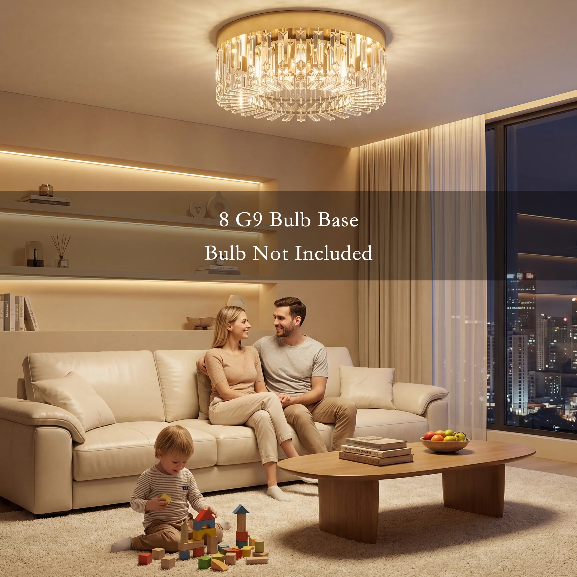 HOMCOM Crystal Ceiling Light with 225 Crystal Pendants, Gold Tone - Image 4