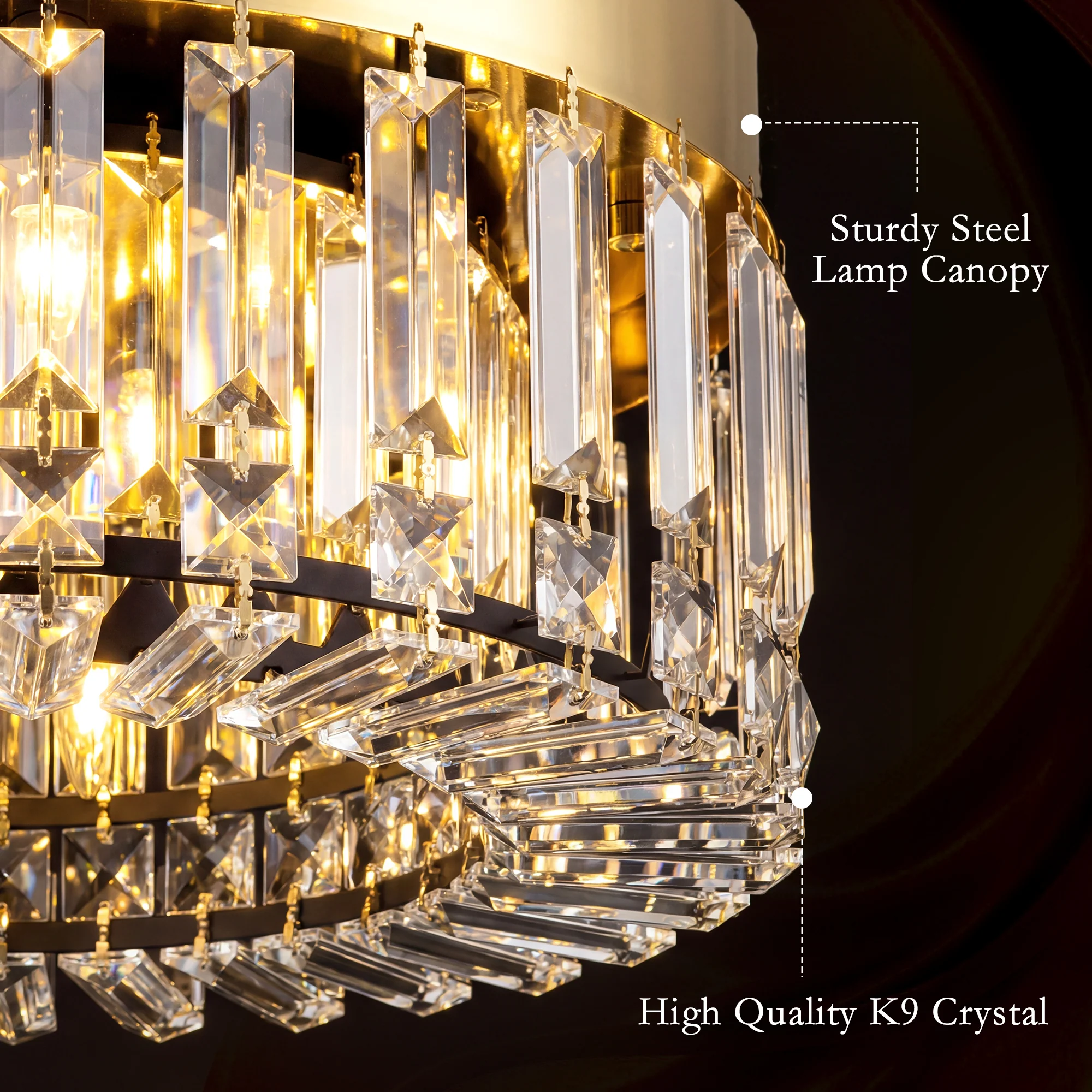 HOMCOM Crystal Ceiling Light with 225 Crystal Pendants, Gold Tone - Image 5