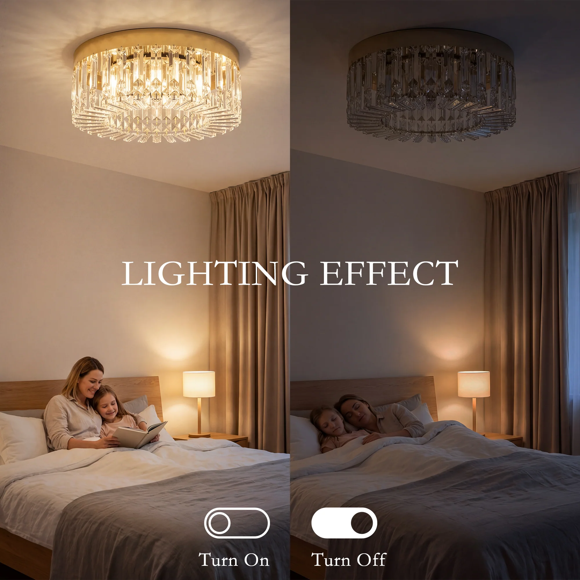 HOMCOM Crystal Ceiling Light with 225 Crystal Pendants, Gold Tone - Image 6