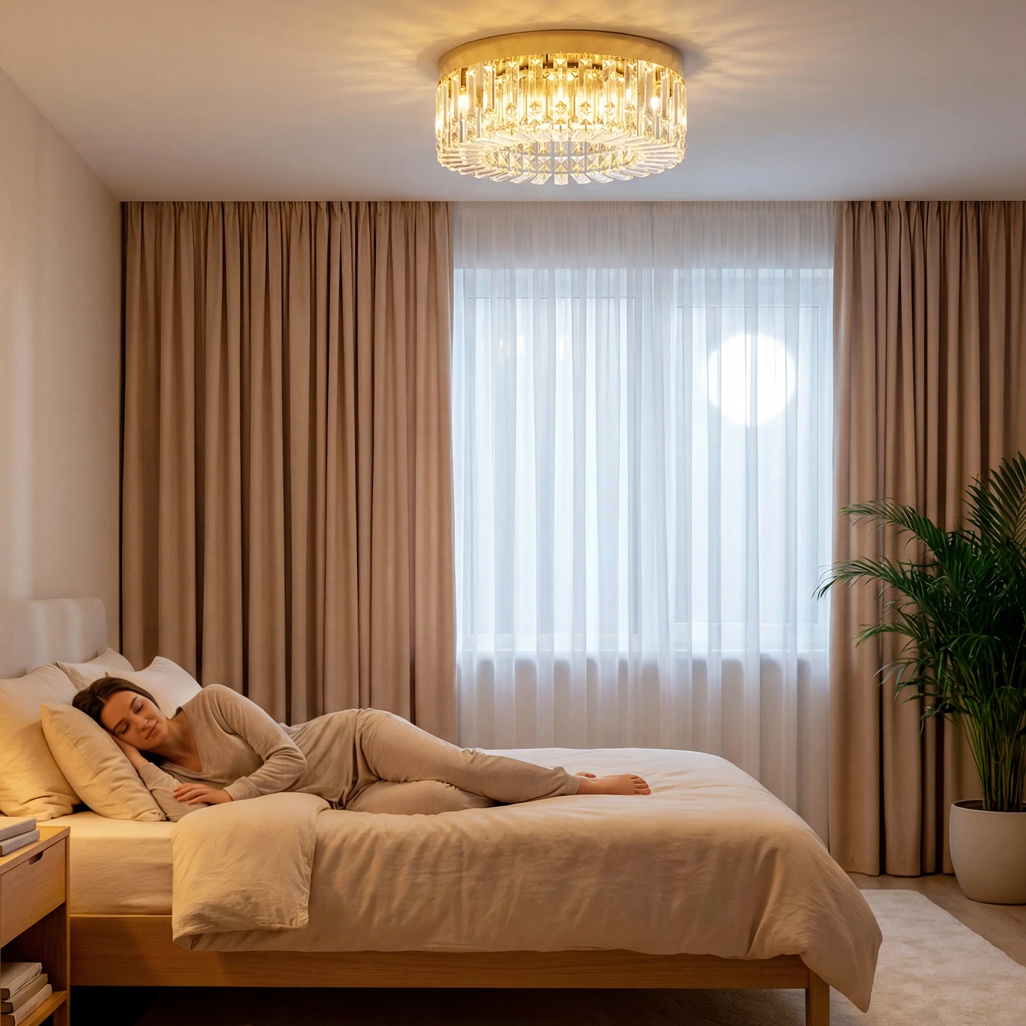 HOMCOM Crystal Ceiling Light with 225 Crystal Pendants, Gold Tone - Image 8
