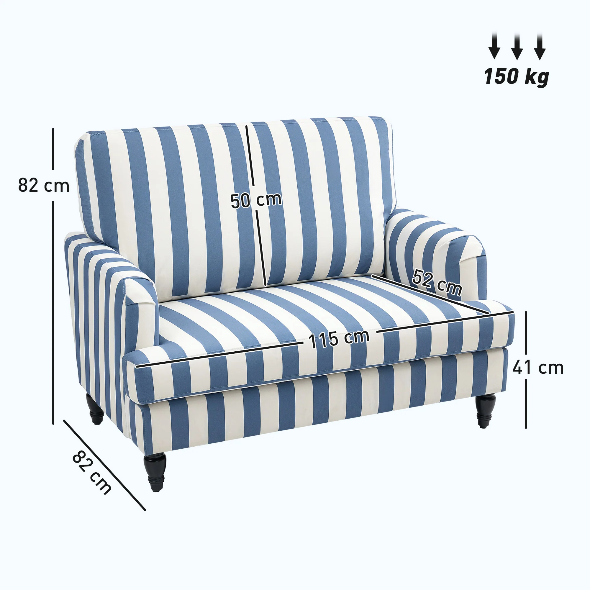 HOMCOM Cuddle Chair With Stripe, Armchair For Living Room - Image 14