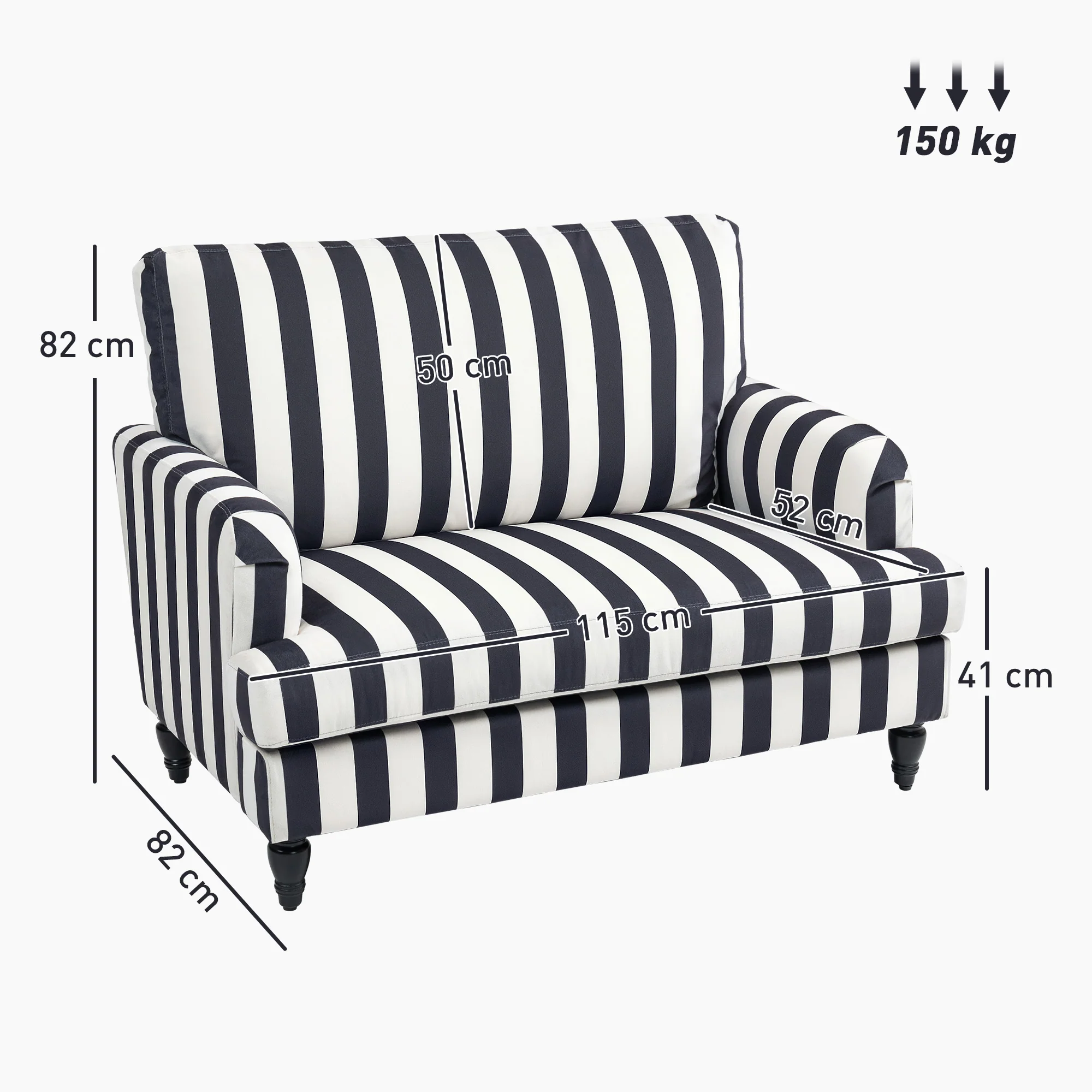 HOMCOM Cuddle Chair With Stripe, Armchair For Living Room - Image 5