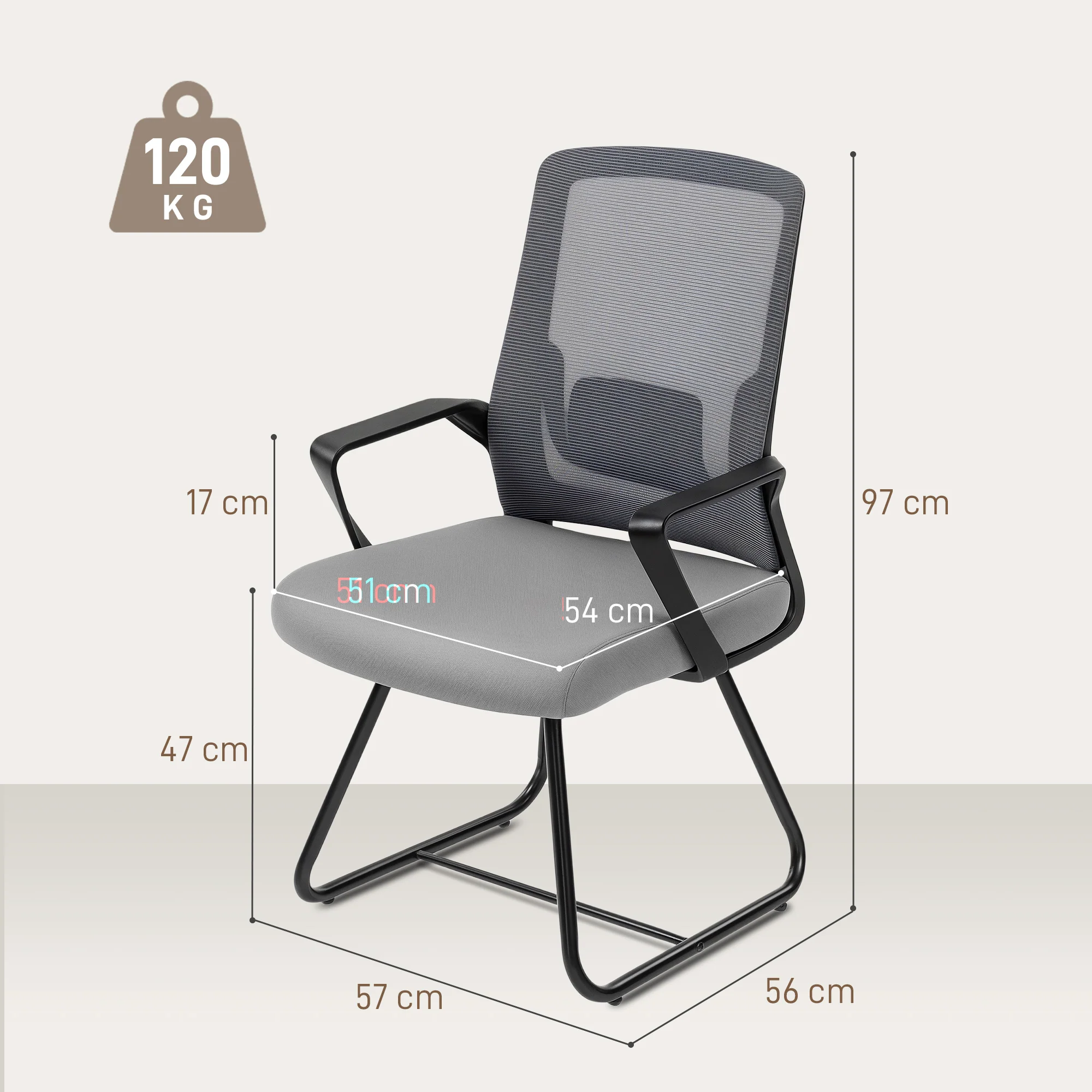 HOMCOM Desk Chair No Wheels, Meeting Chair with Mesh Back for Waiting Room - Image 5