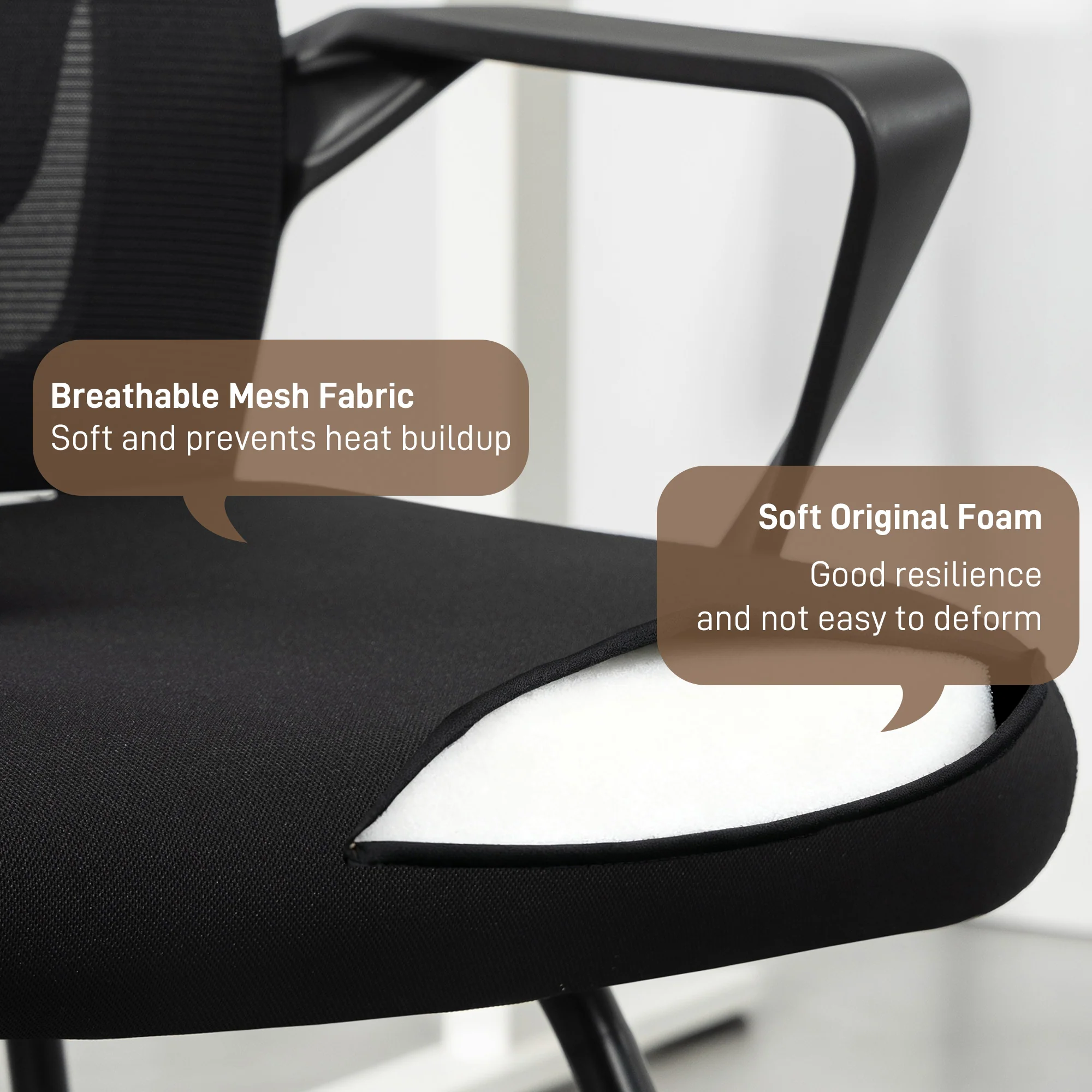 HOMCOM Desk Chair No Wheels, Meeting Chair with Mesh Back for Waiting Room - Image 4