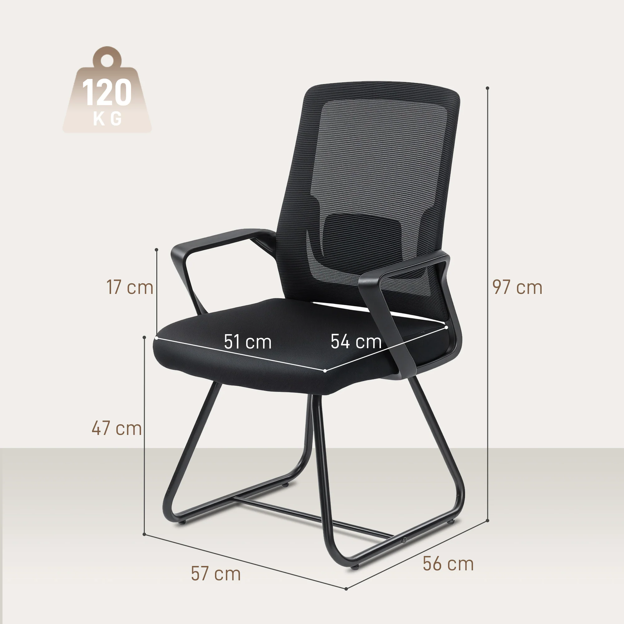 HOMCOM Desk Chair No Wheels, Meeting Chair with Mesh Back for Waiting Room - Image 5