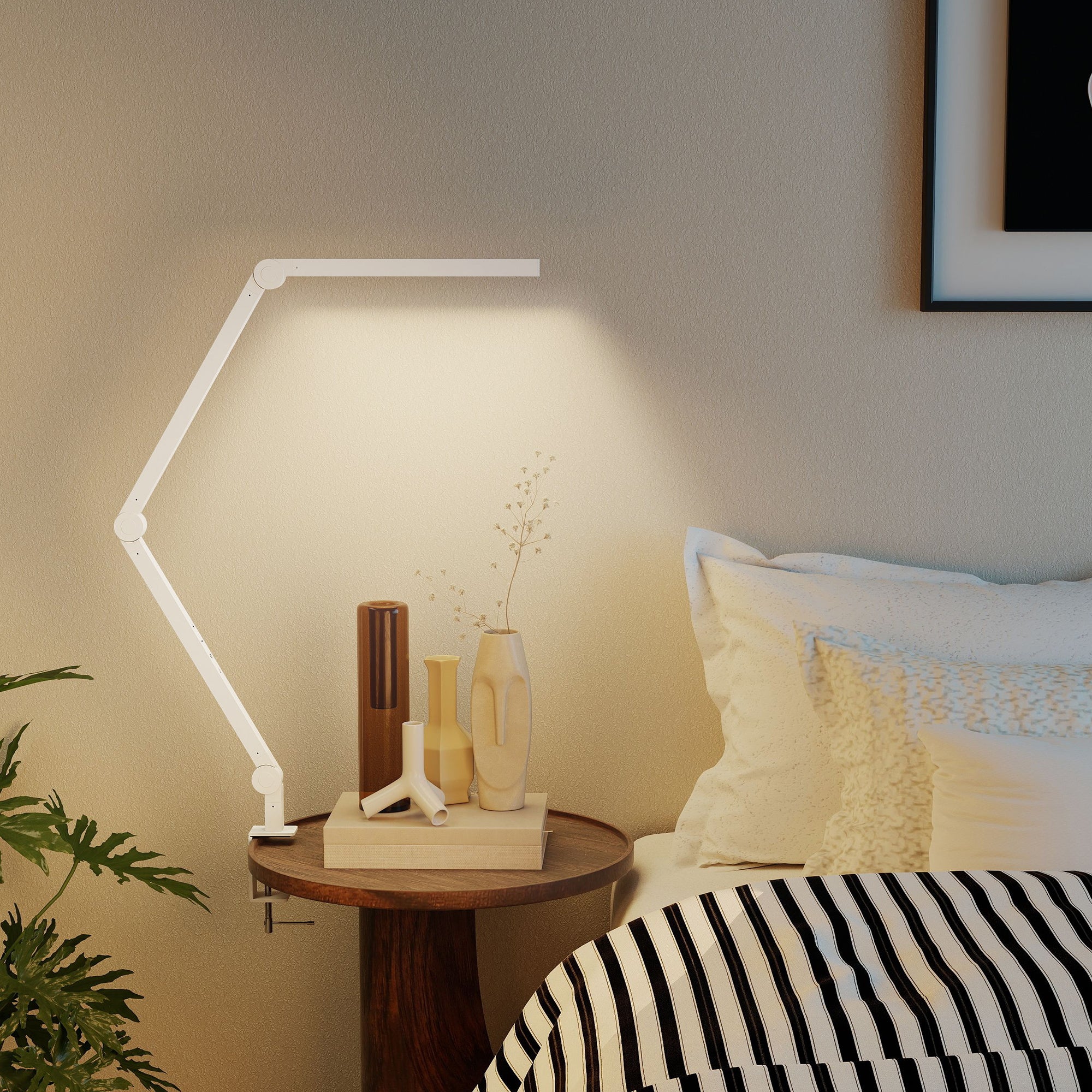 HOMCOM Desk Lamp With Adjustable Swing Arm, Dimmable LED Desk Light, White - Image 8