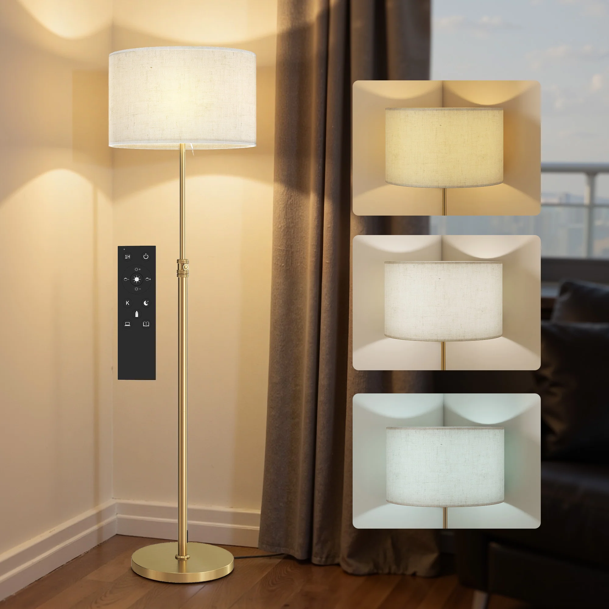 HOMCOM Dimmable Floor Lamp, Standing Lamp With Adjustable Colour Temperature
