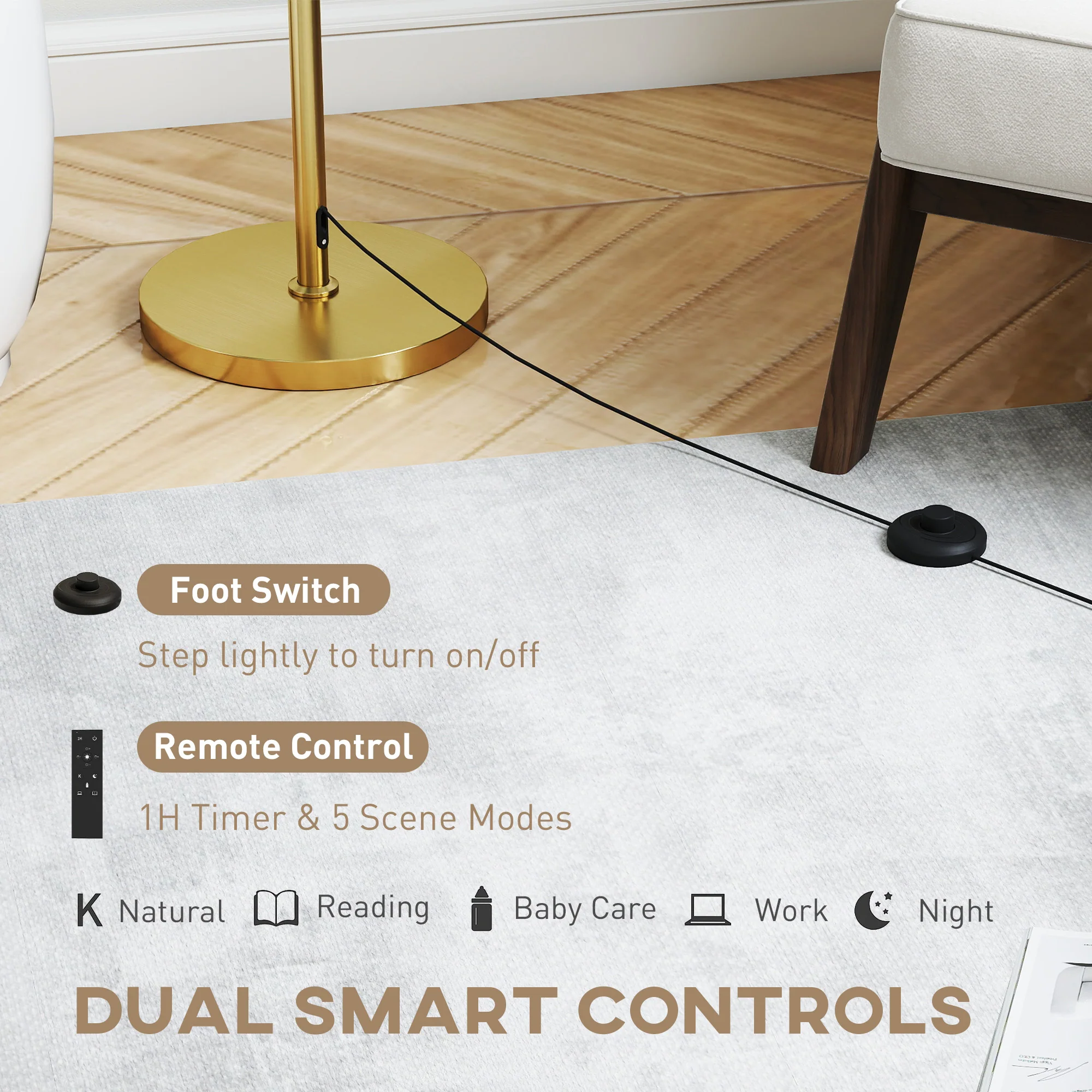 HOMCOM Dimmable Floor Lamp, Standing Lamp With Adjustable Colour Temperature - Image 4