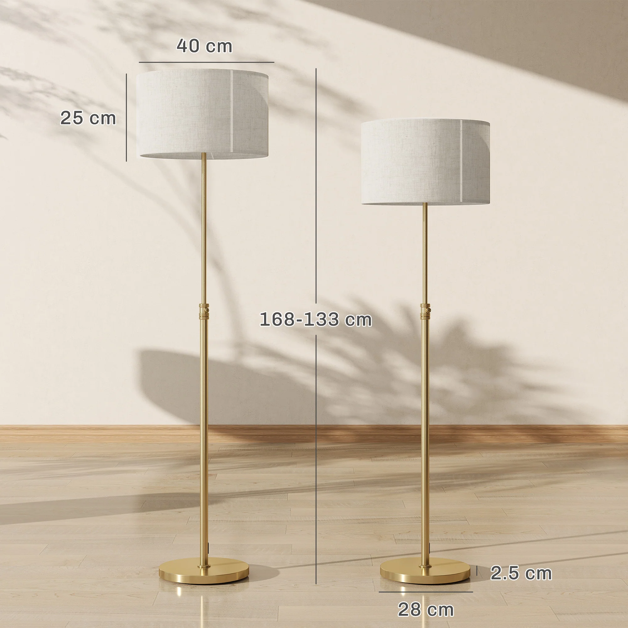HOMCOM Dimmable Floor Lamp, Standing Lamp With Adjustable Colour Temperature - Image 5