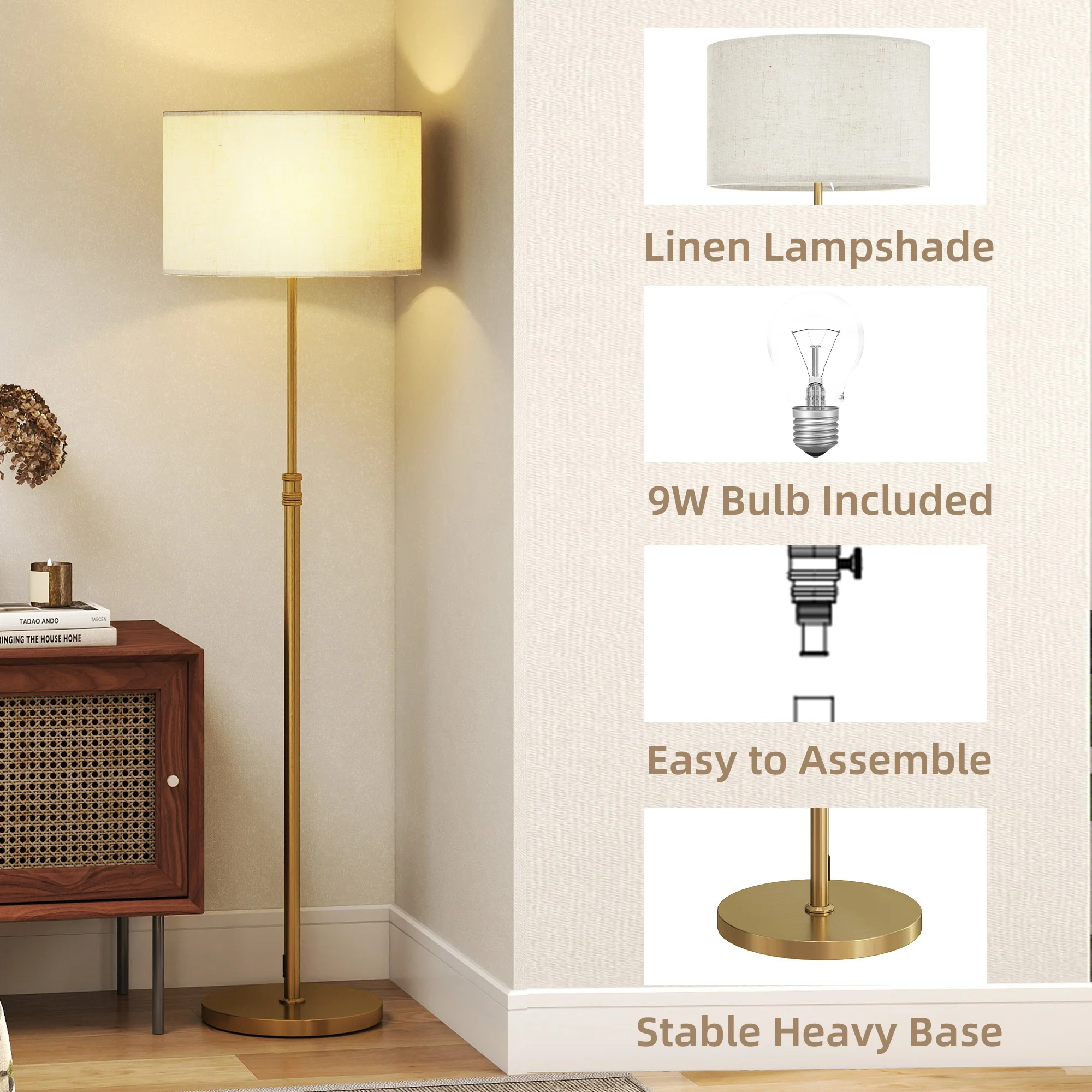 HOMCOM Dimmable Floor Lamp, Standing Lamp With Adjustable Colour Temperature - Image 6