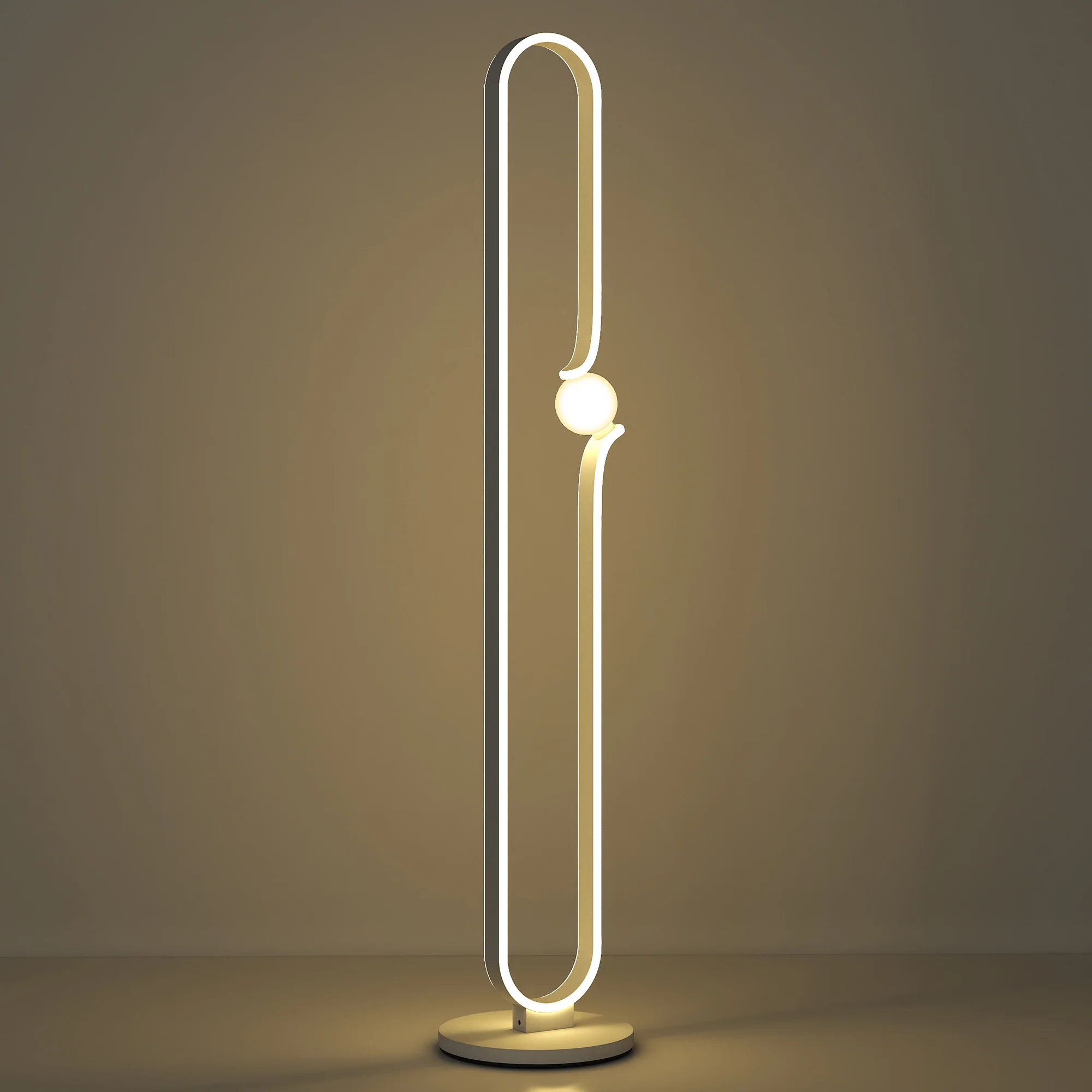 HOMCOM Dimmable LED Floor Lamp With Glass Night Light, Foot Switch, White