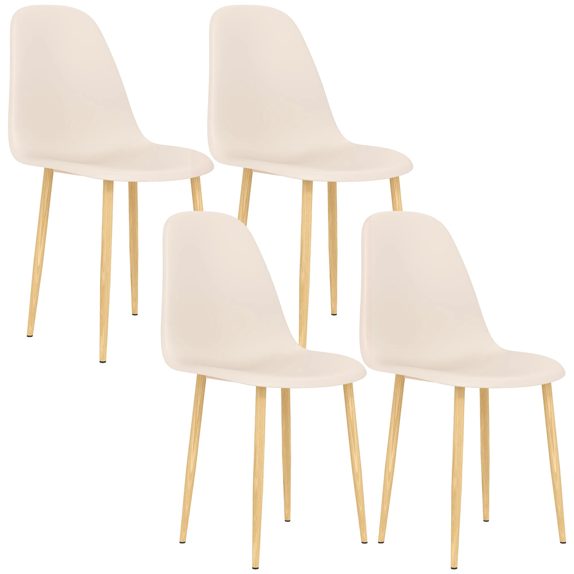 HOMCOM Dining Chairs Set of 4 w/ Curved Back, Steel Legs, Light Blue - Image 10