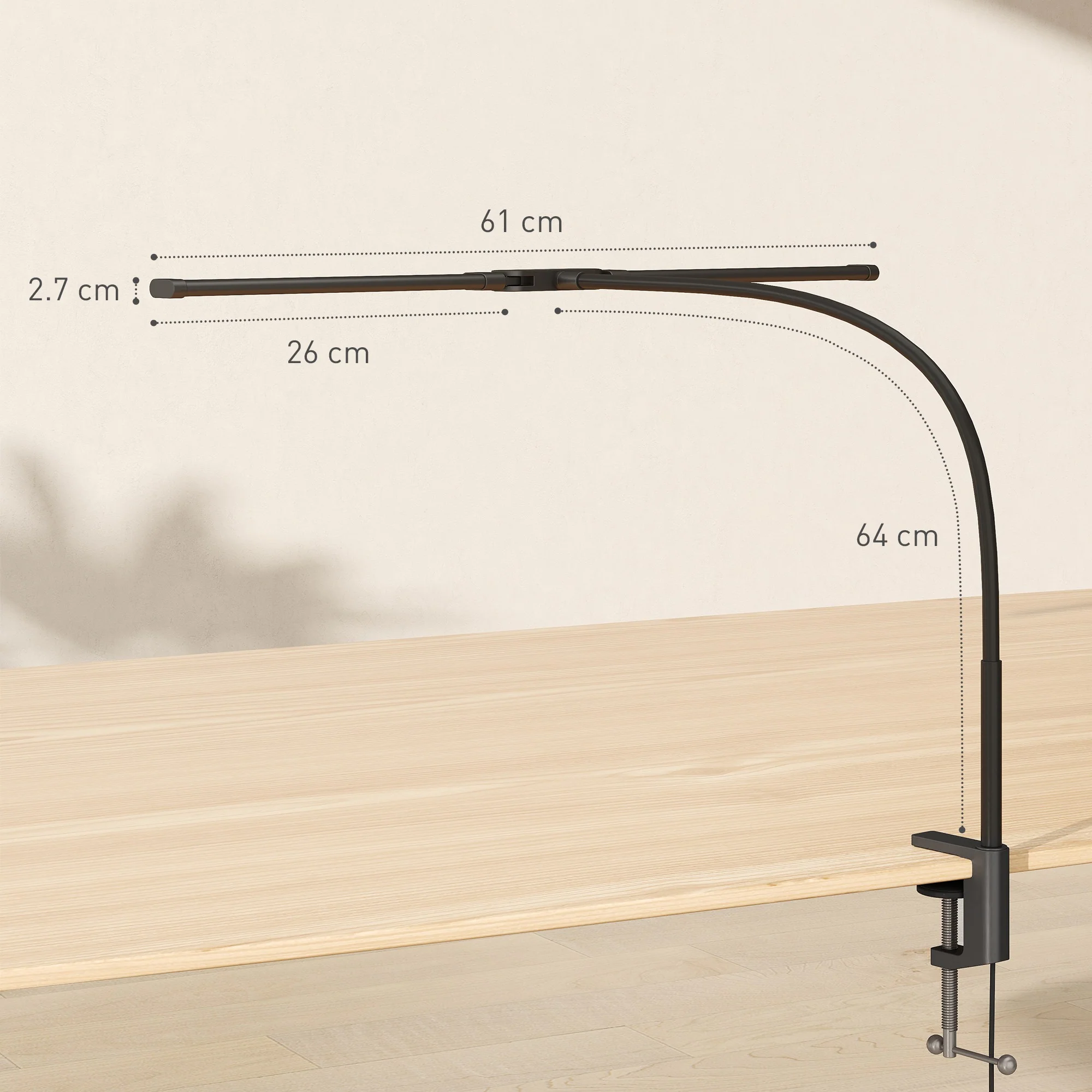 HOMCOM Double Head Table Lamp with 3 Colour Modes & 10 Dimmable, Black - Image 5