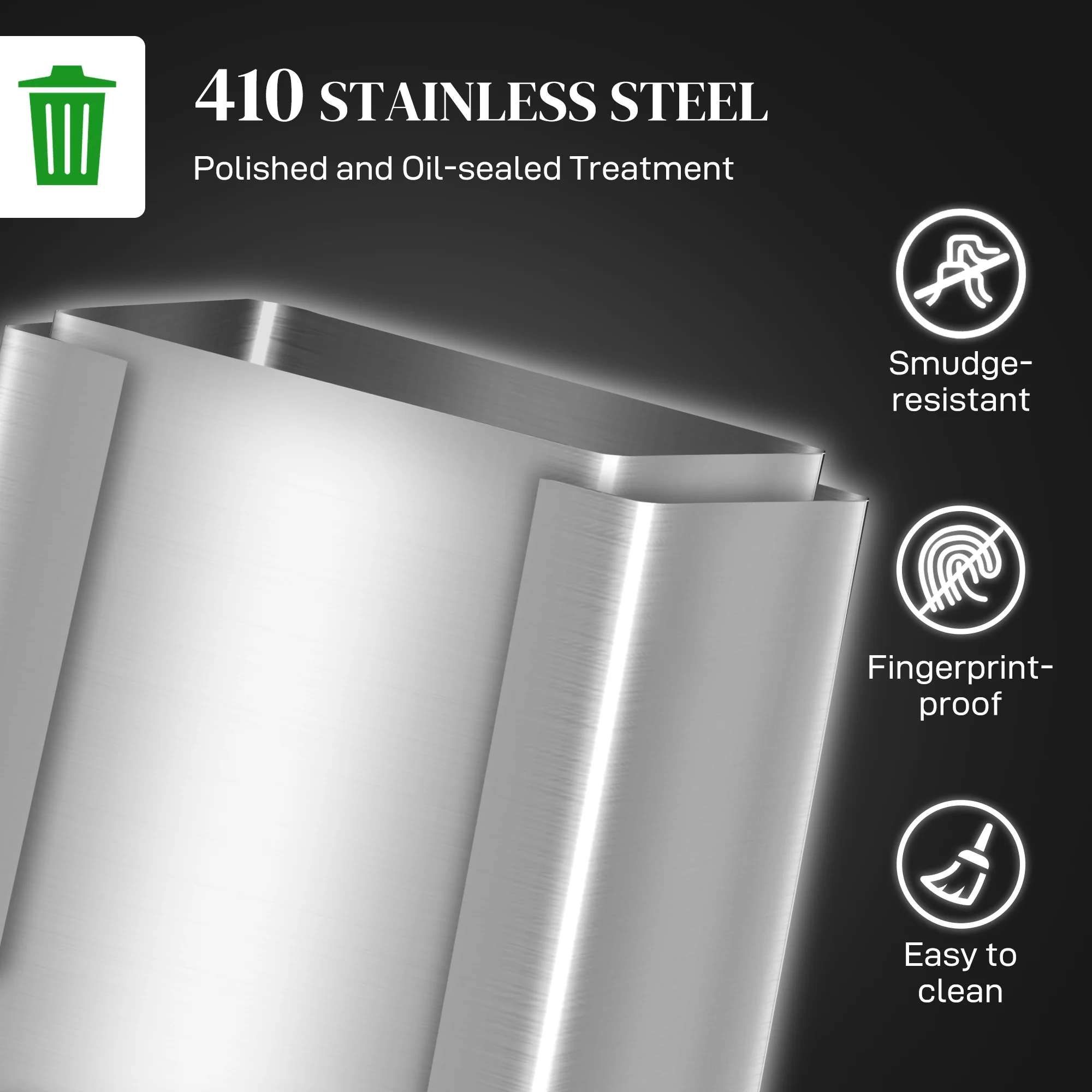 HOMCOM Double Kitchen Bin, Pedal Bin with Soft-Close Lid, Silver Tone - Image 5