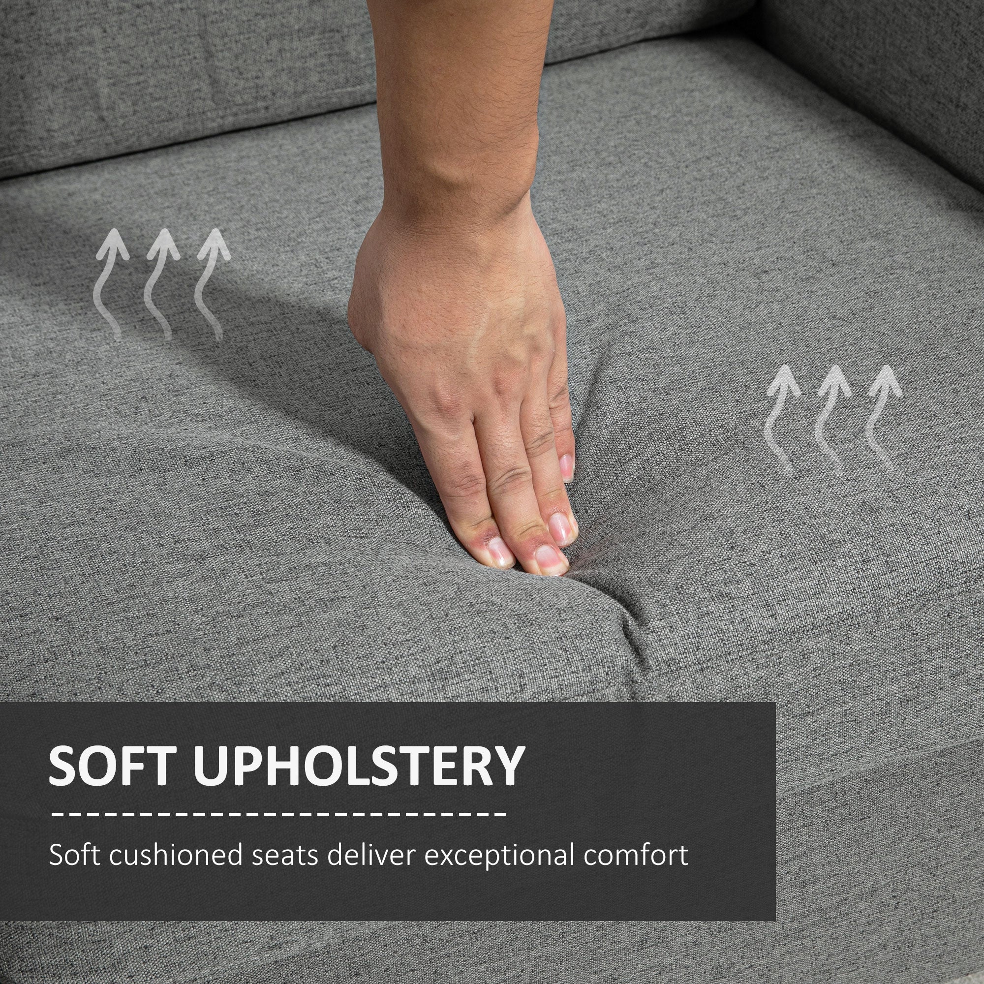HOMCOM Double Seat Sofa Linen Upholstery Loveseat Couch w/ Armrests, Grey - Image 3
